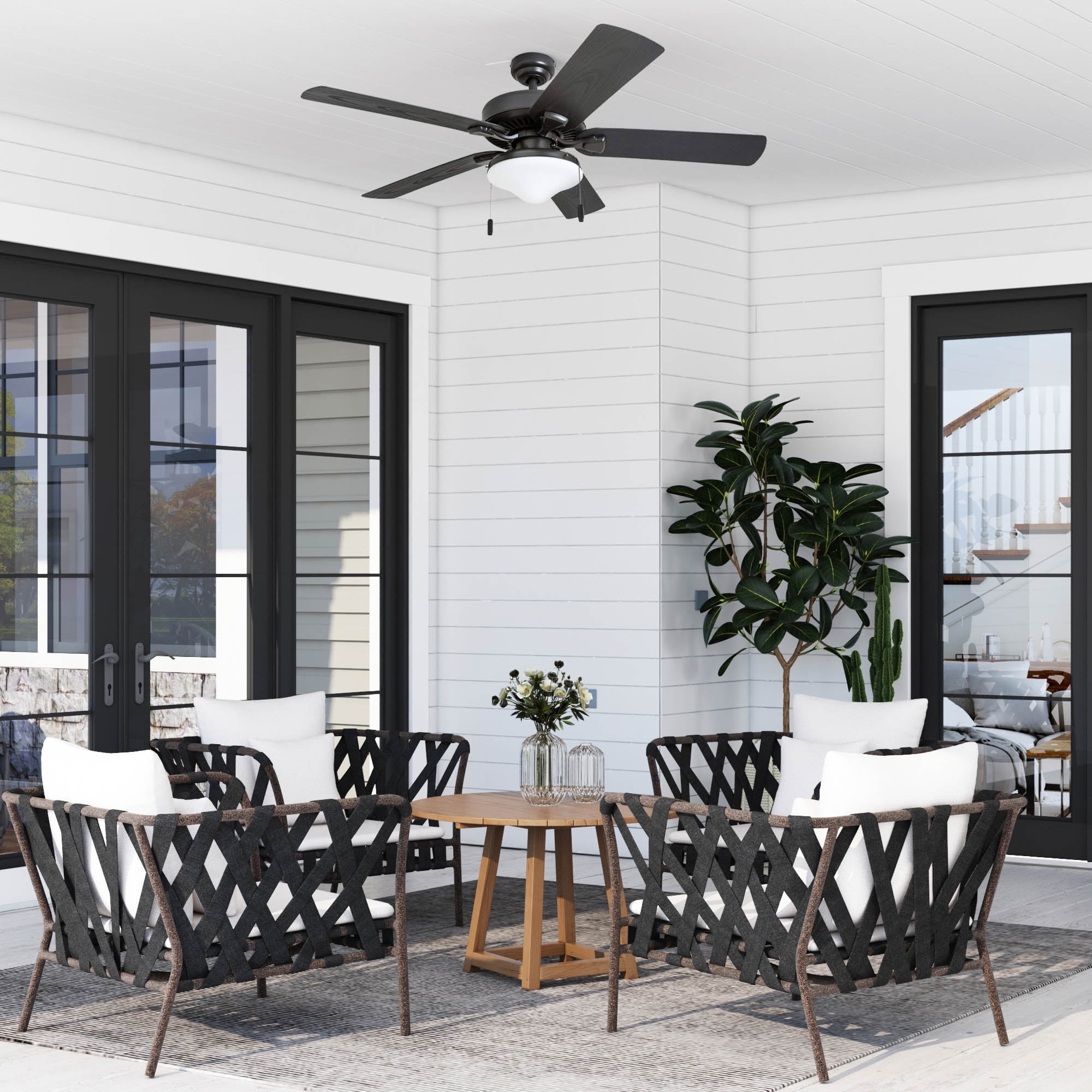 Honeywell Belmar 52" Bronze Indoor/Outdoor Ceiling Fan with 5 Blades, Light Kit, Pull Chains & Reverse Airflow - Image 6