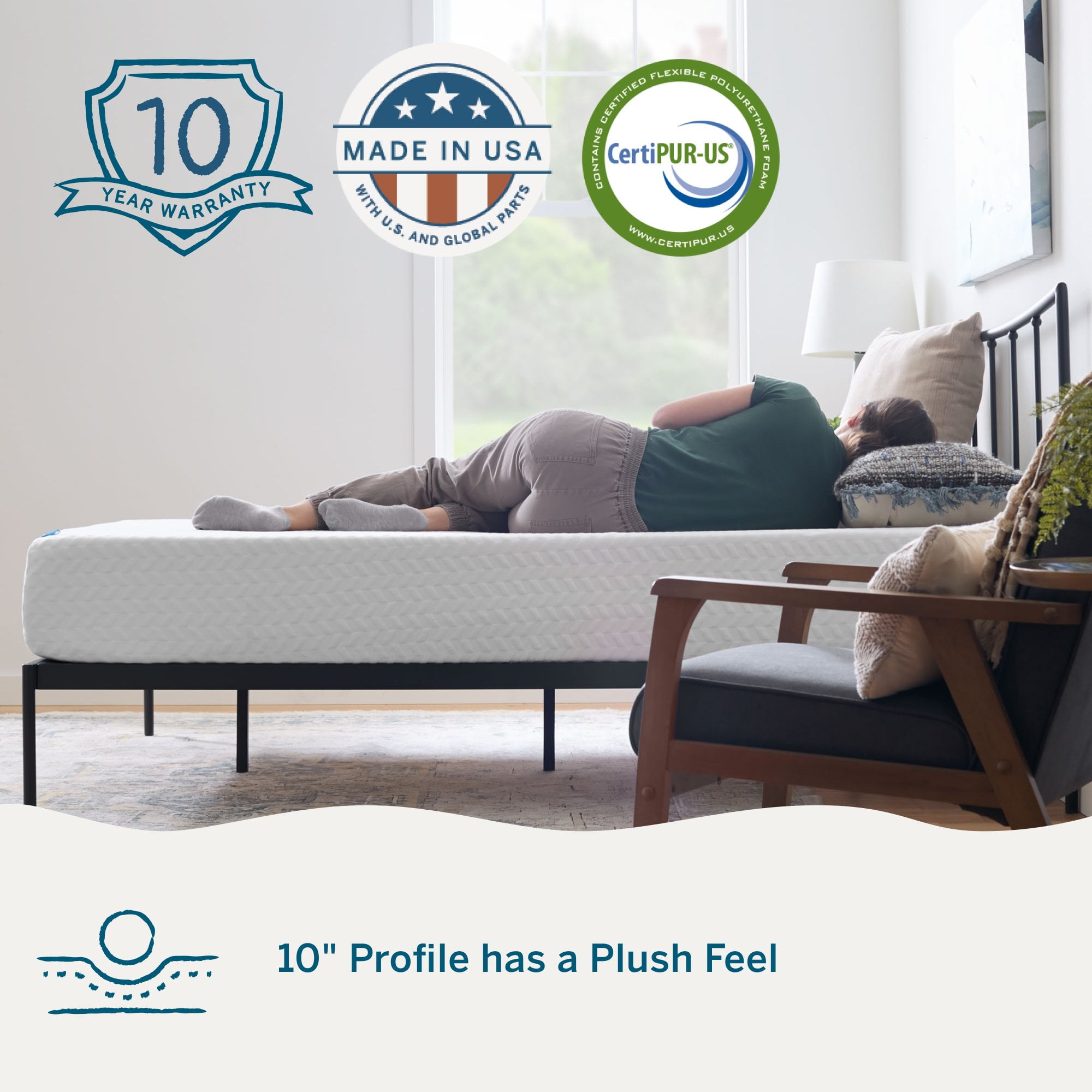 Lucid Bliss Queen Tight Top 10" Plush Memory Foam Mattress with Gel Infusion and Ventilation - Image 7