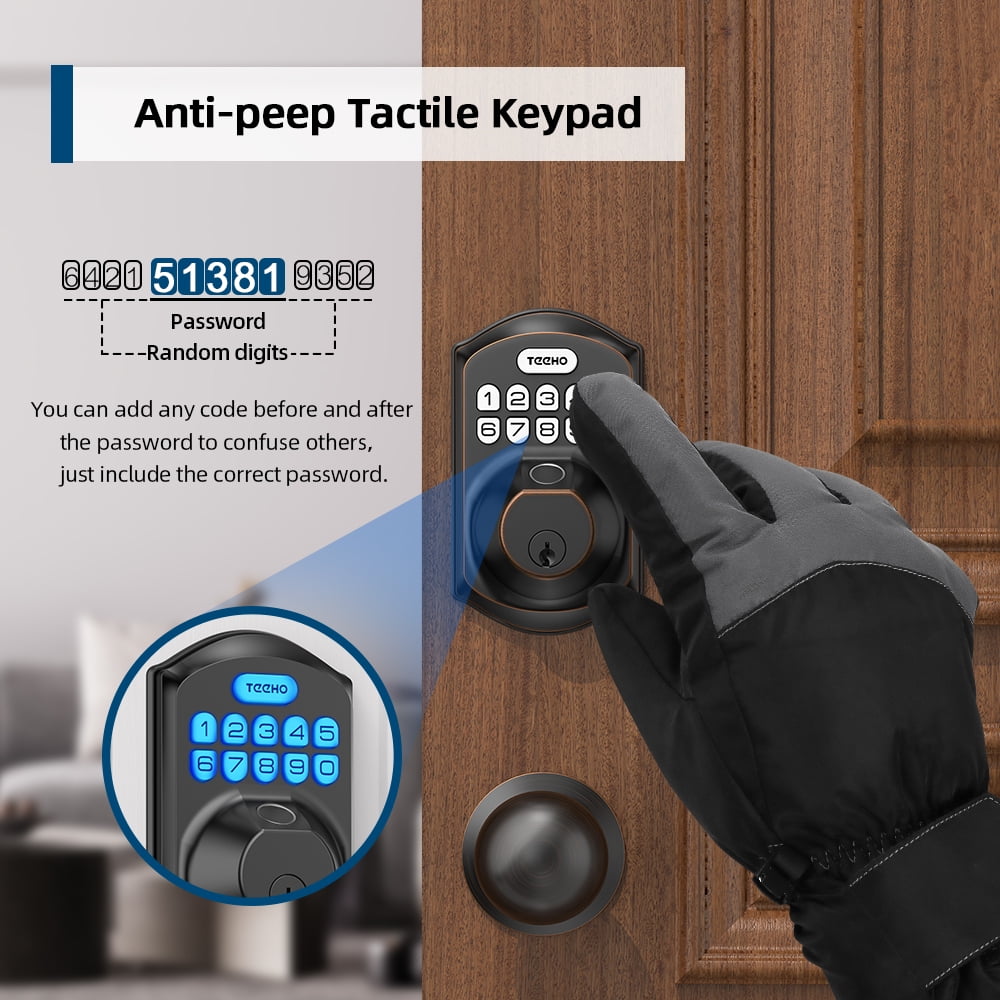 TEEHO Fingerprint Keyless Entry Door Lock, Electronic Smart Deadbolt with 2 Handles Knobs, Digital Doors Lock with Keypad Set, Easy Installation-Oil Rubbed Bronze - Image 8