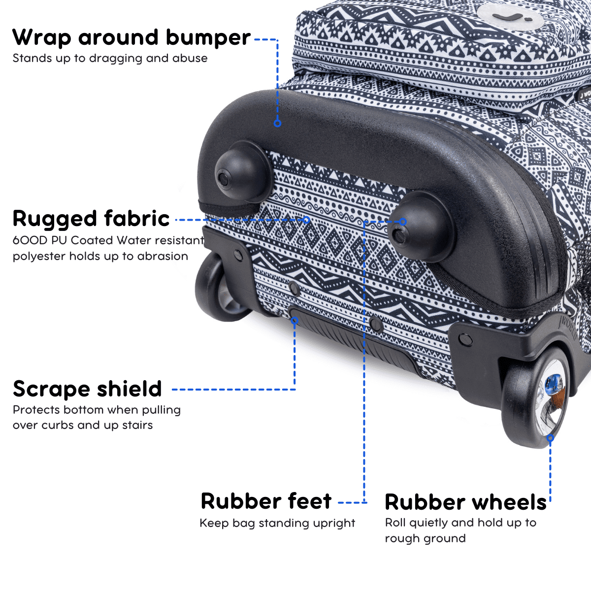 J World Unisex Sundance 20" Rolling Backpack with Laptop Sleeve for School and Travel, Tribal - Image 5