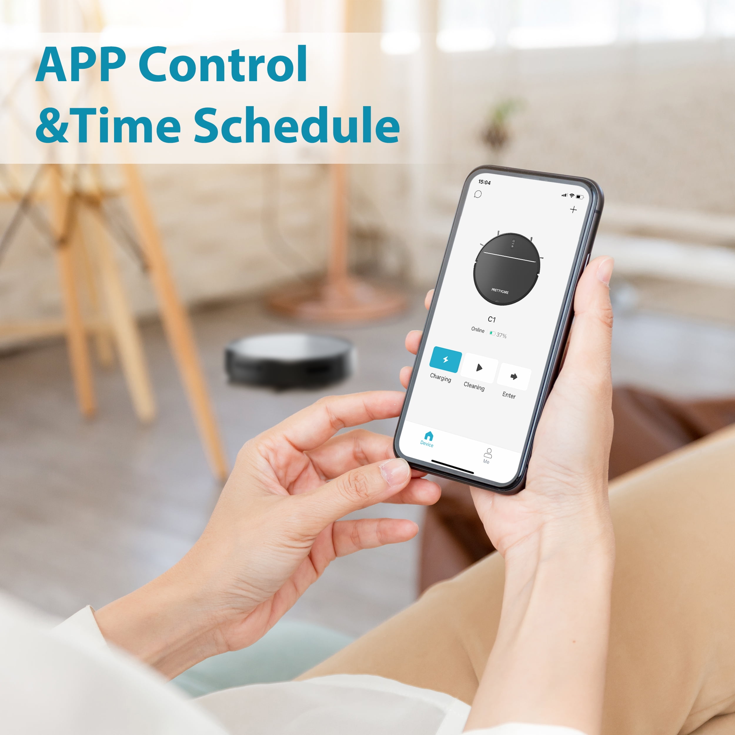 PrettyCare Robot Vacuum Cleaner with 2800Pa,Featured Carpet Boost,Tangle-Free,Ultra Slim,Self-Charging C1 - Image 2