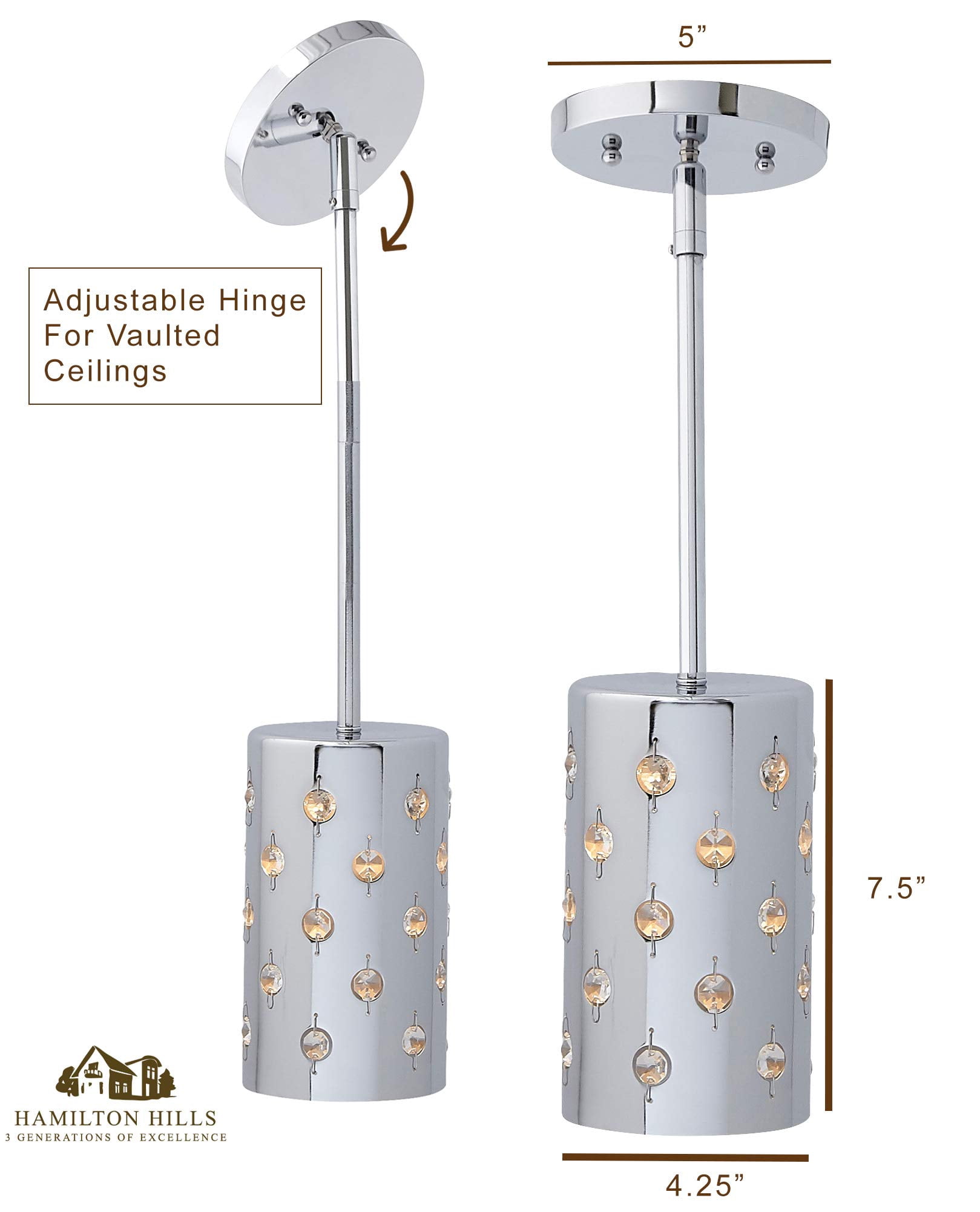 Hamilton Hills Polished Chrome Glass Beaded Single Hangingpendant Light - Image 4