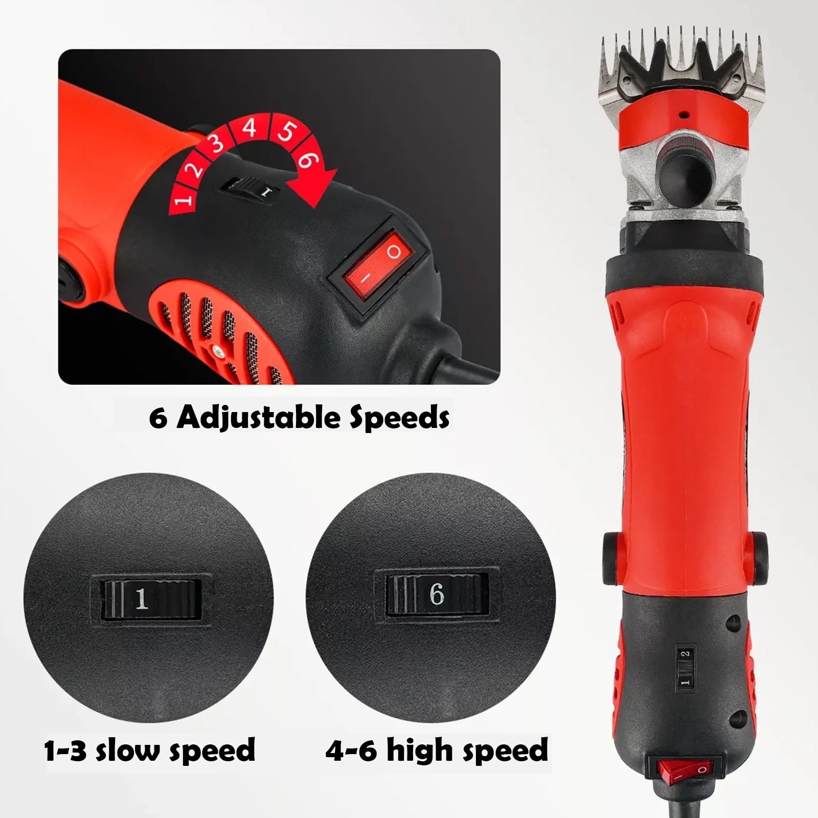 Petyoung 900W Electric Sheep Shears, 6-Speed Professional Grooming Clippers for Thick Coat Animals, Cats, Dogs, Pets - Image 10