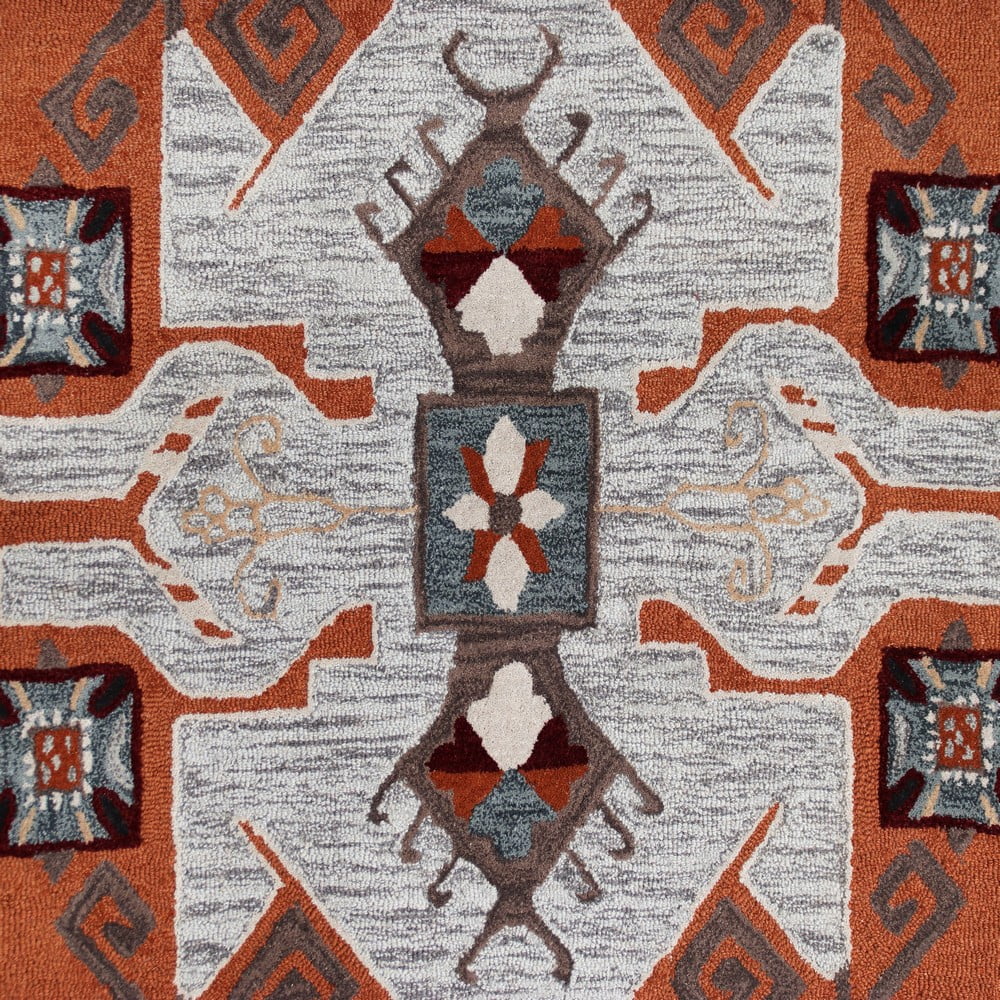 Ox Bay Talia 6' Octagon Terracotta/Gray Bordered Geometric Wool Indoor Area Rug - Image 6