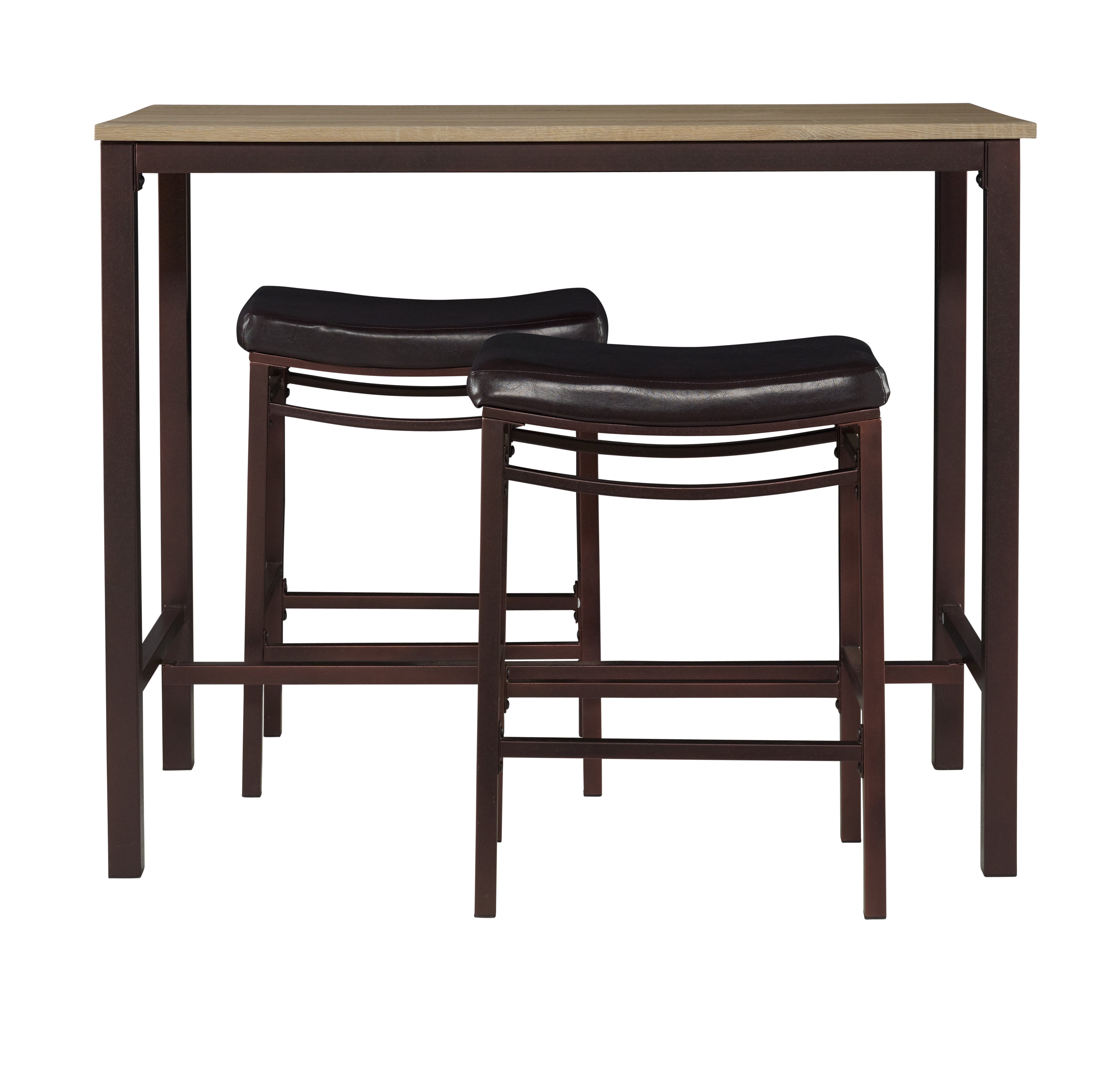 Linon Betty 3-Piece Casual Dining Tavern Set, 25.59" Seat Height, Brown Metal Finish with Black Fabric - Image 5