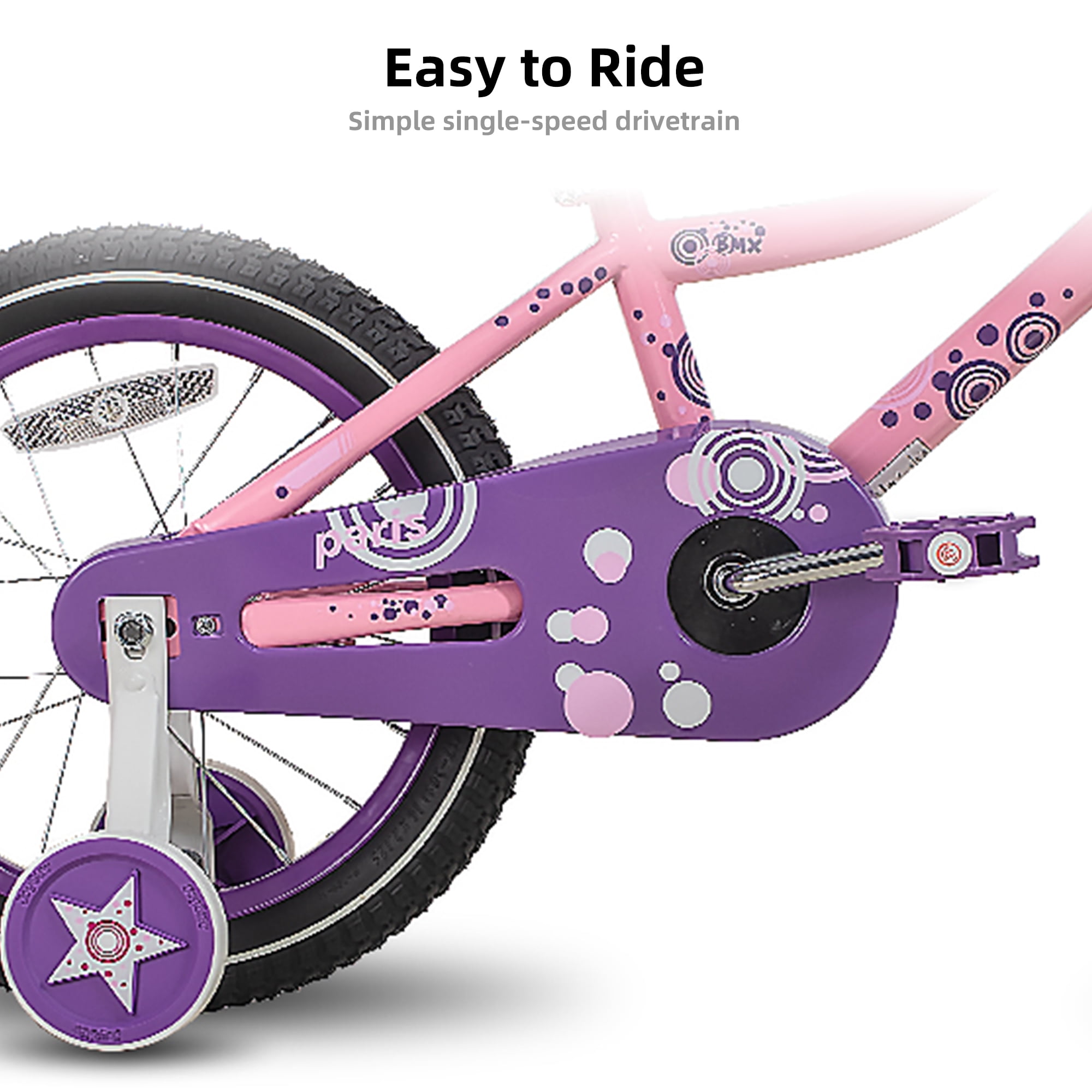 JOYSTAR Paris Girls Bike, 14 Inch Kids Bike with Training Wheels, Pink - Image 4