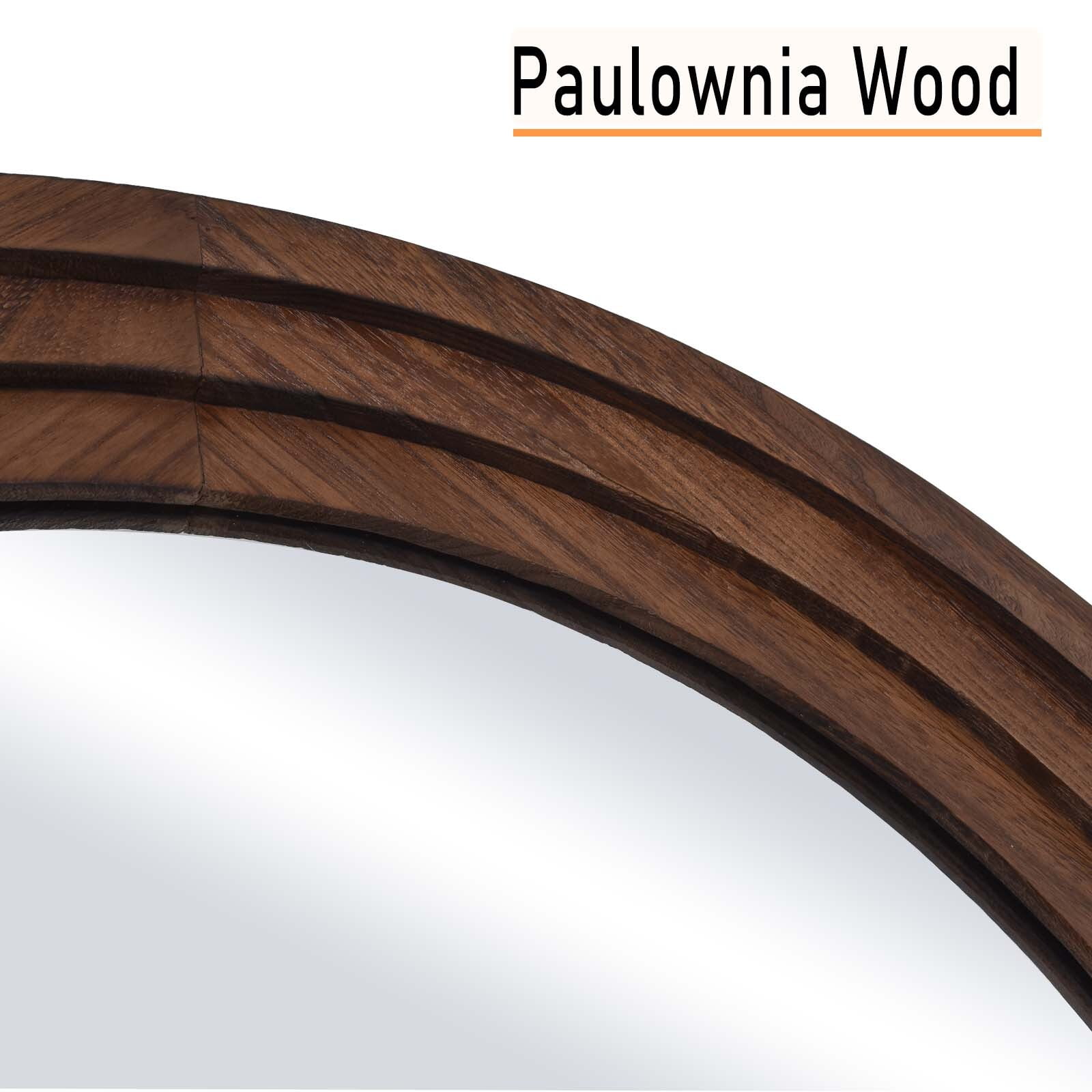 Anyrose 65"x22" Wooden Arched Full Length Floor Mirror,Brown - Image 5