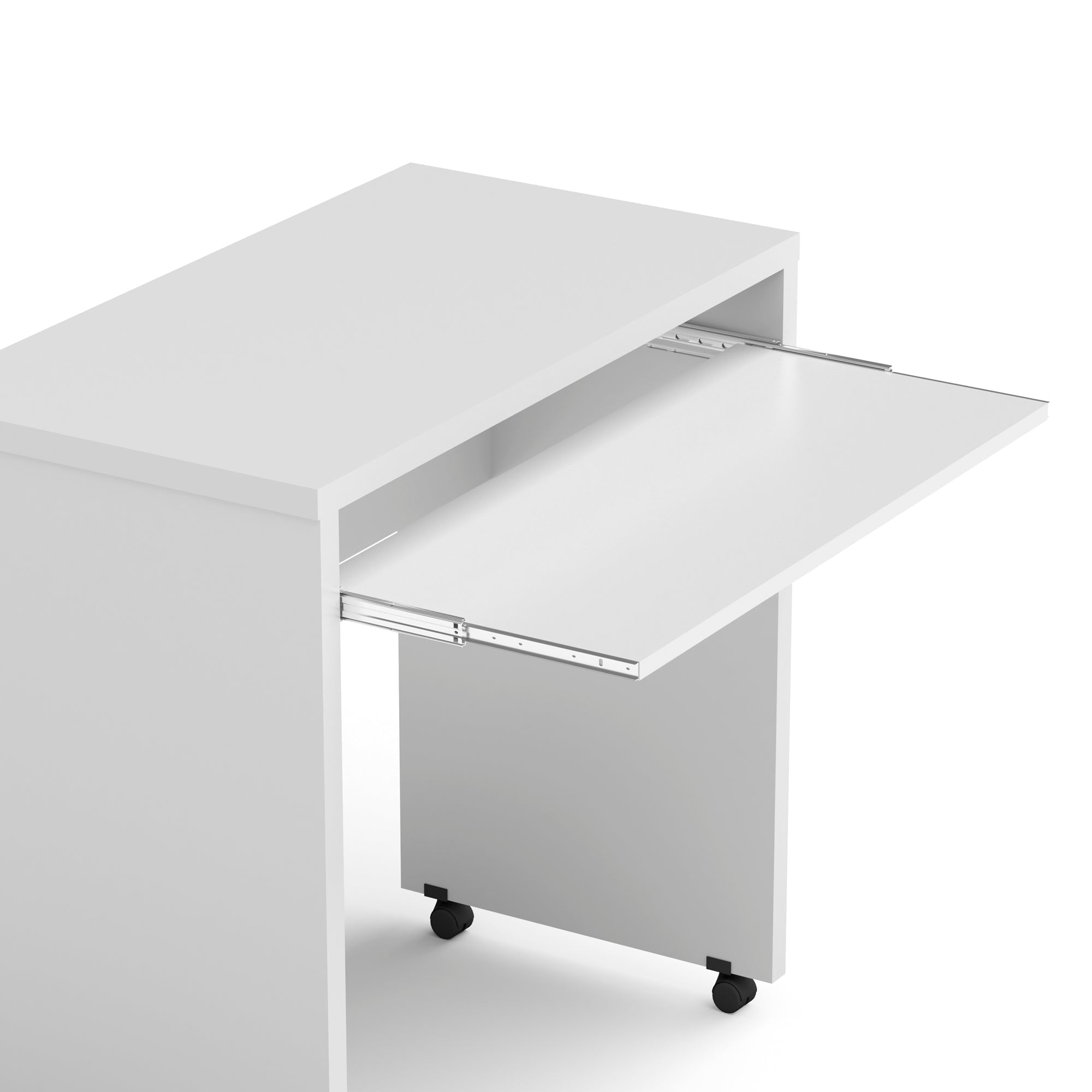 Boahaus Kyoto Mobile Computer Desk with Keyboard Tray and Wheels, White, for Adults - Image 4