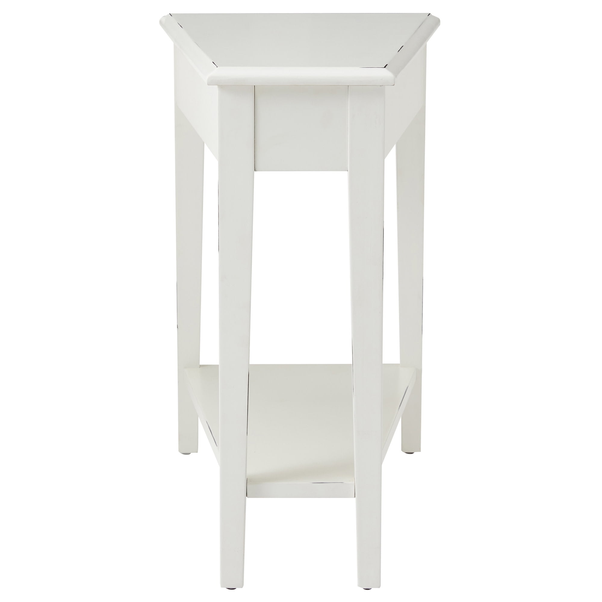 Leick Home Haven Ridge Wood Wedge End Table with Shelf, Farmhouse White - Image 14