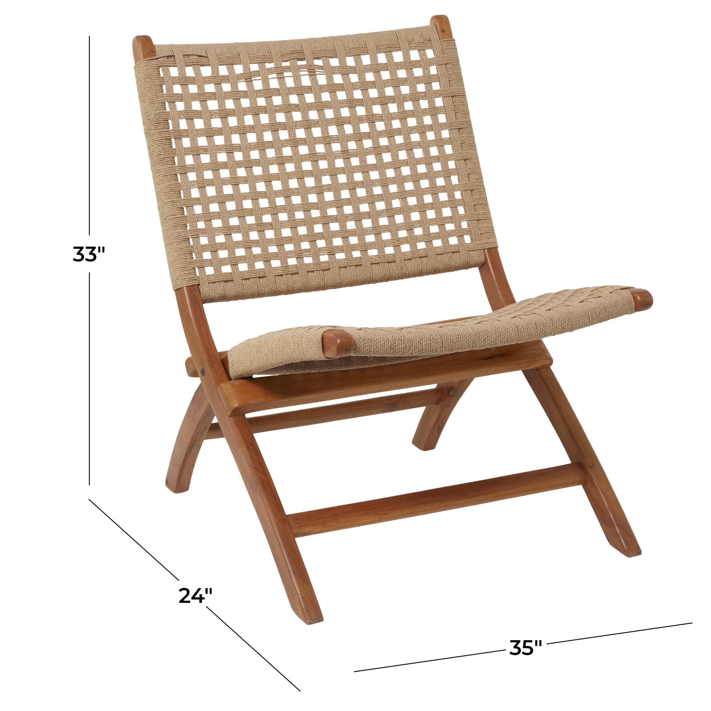 DecMode Wood Handmade Woven Lounge Chair, Brown - Image 5