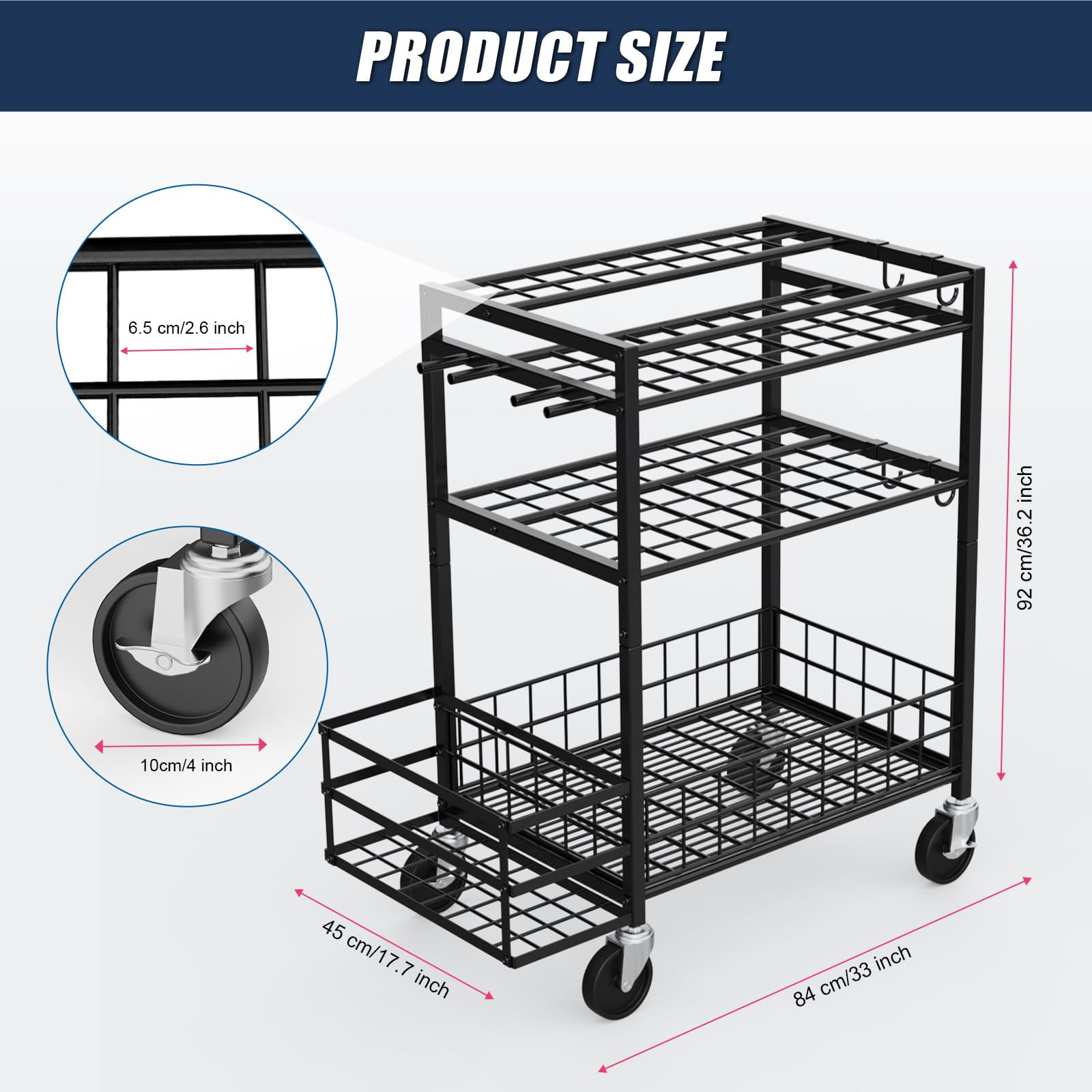 Emfogo Large Capacity Tool Boxes and Organizers, Iron Black, 47" x 16" x 24" - Image 2