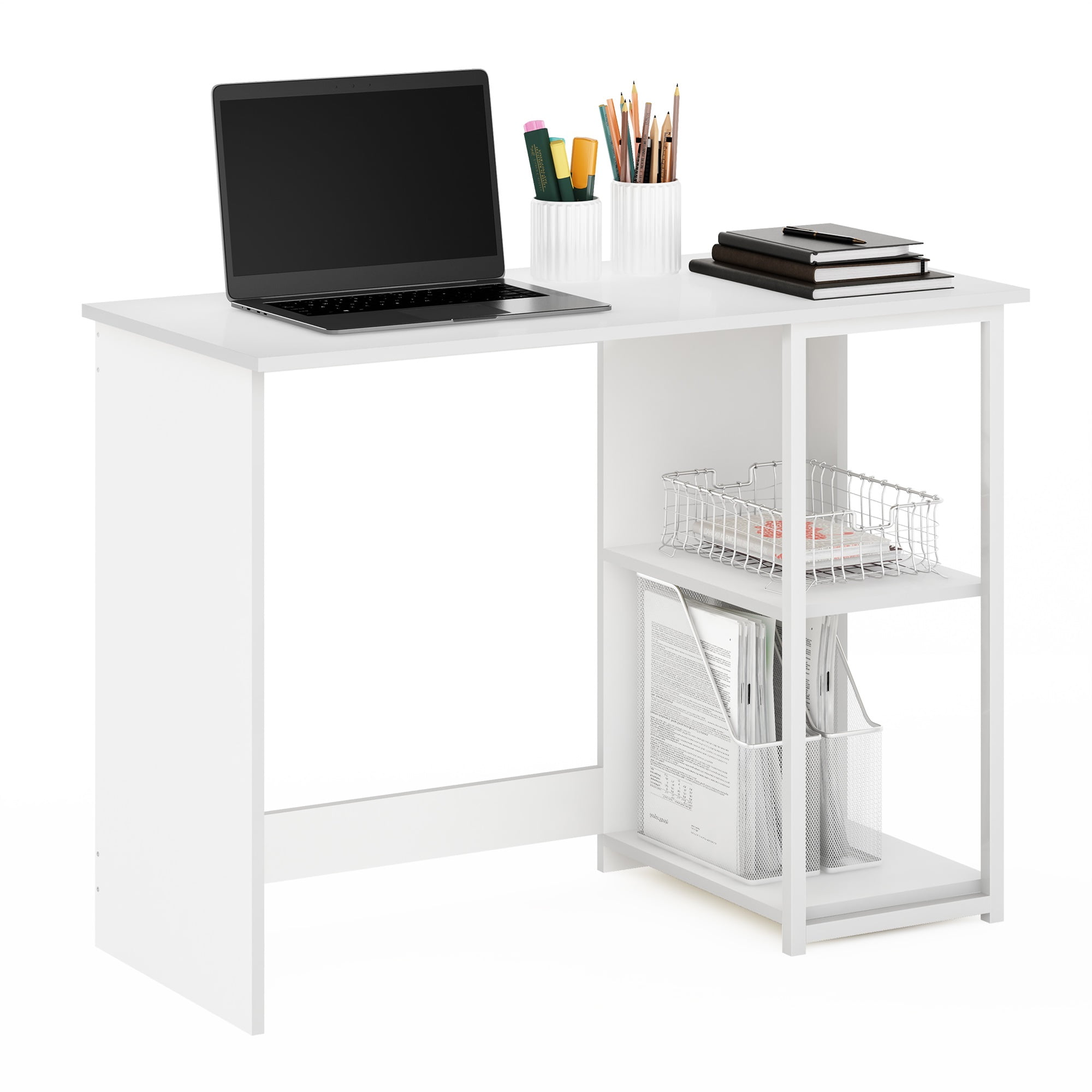 Furinno Camnus Modern Living Computer Desk 40 inch, Solid White/White - Image 5