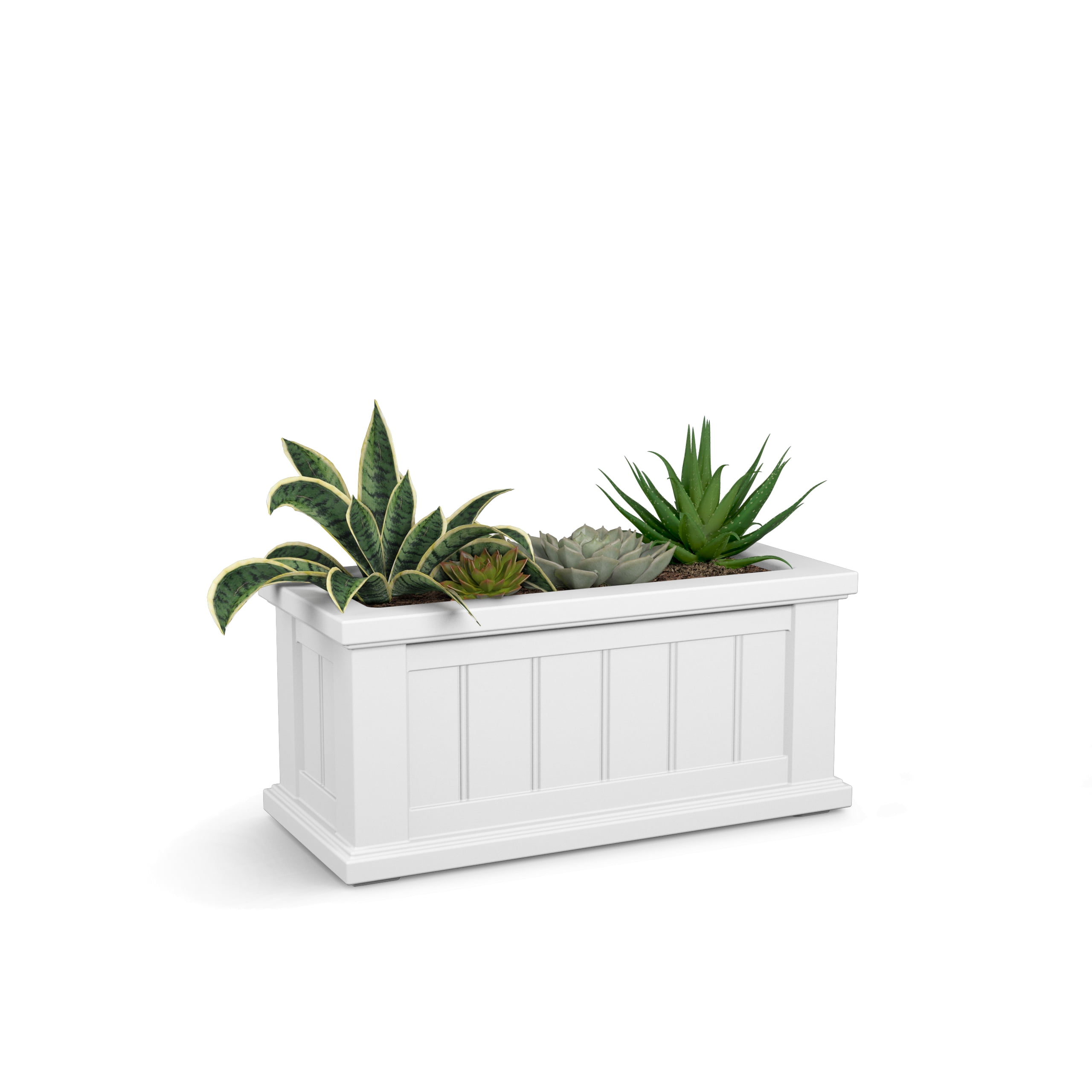 Cape Cod 24" x 11" x 11" Rectangle White Self-Watering Plastic Planter - Image 3