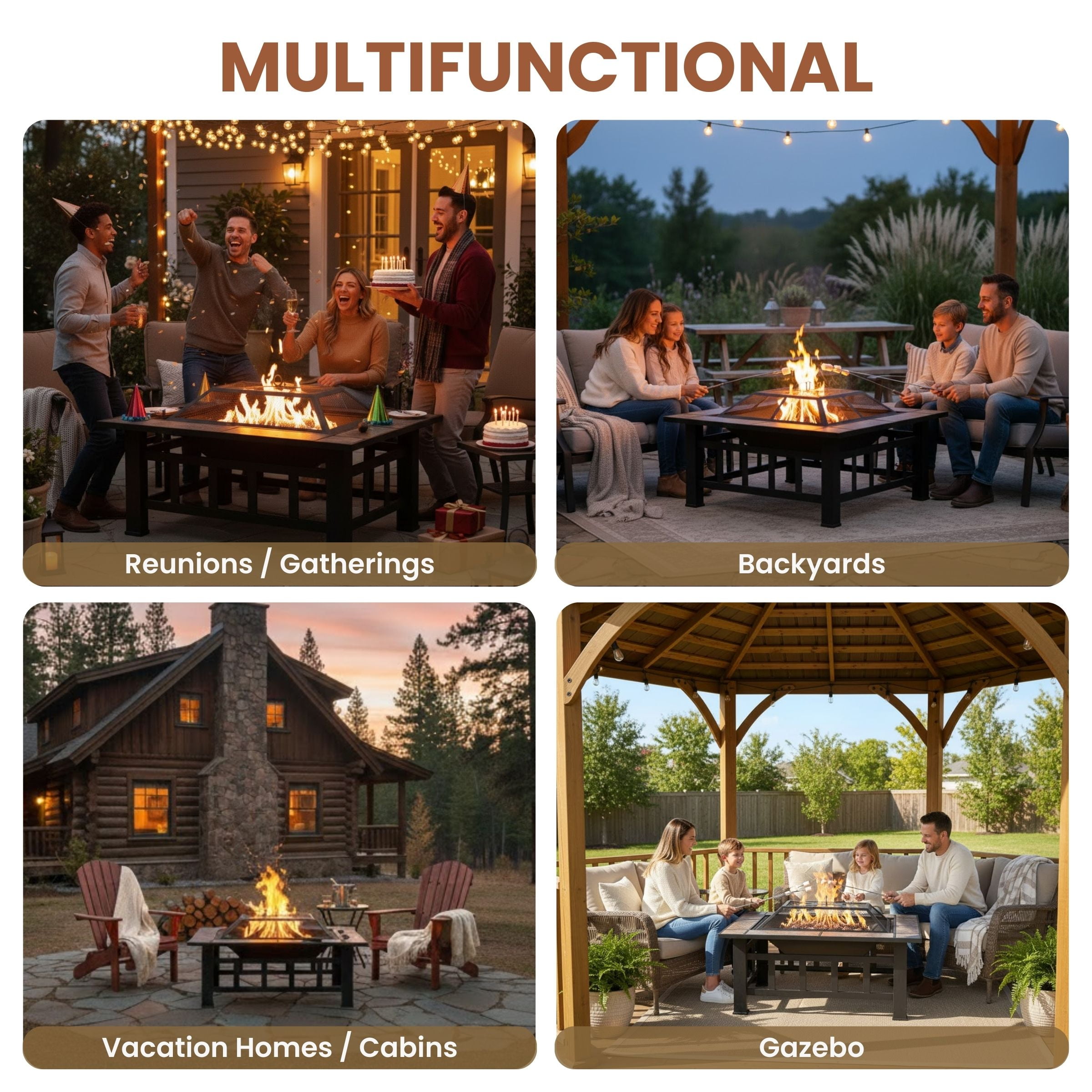 Pure Garden 37-Inch Outdoor Fire Pit with Screen, Cover, and Poker (Black) - Image 4