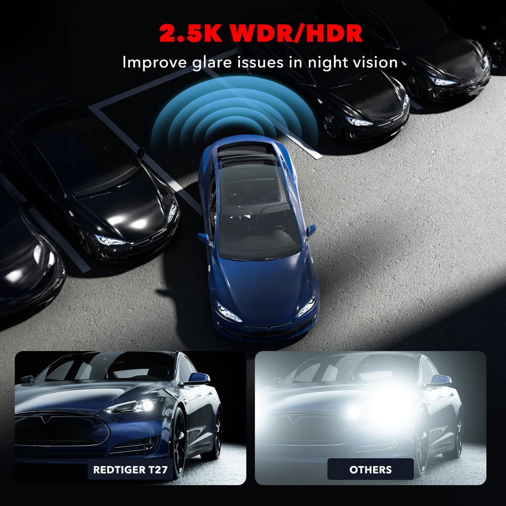 REDTIGER 11" UHD Full Touch Screen Rearview Mirror Dash Cam, 4K Front and 2.5K Rear Backup Camera, Night Vision, GPS - Image 3