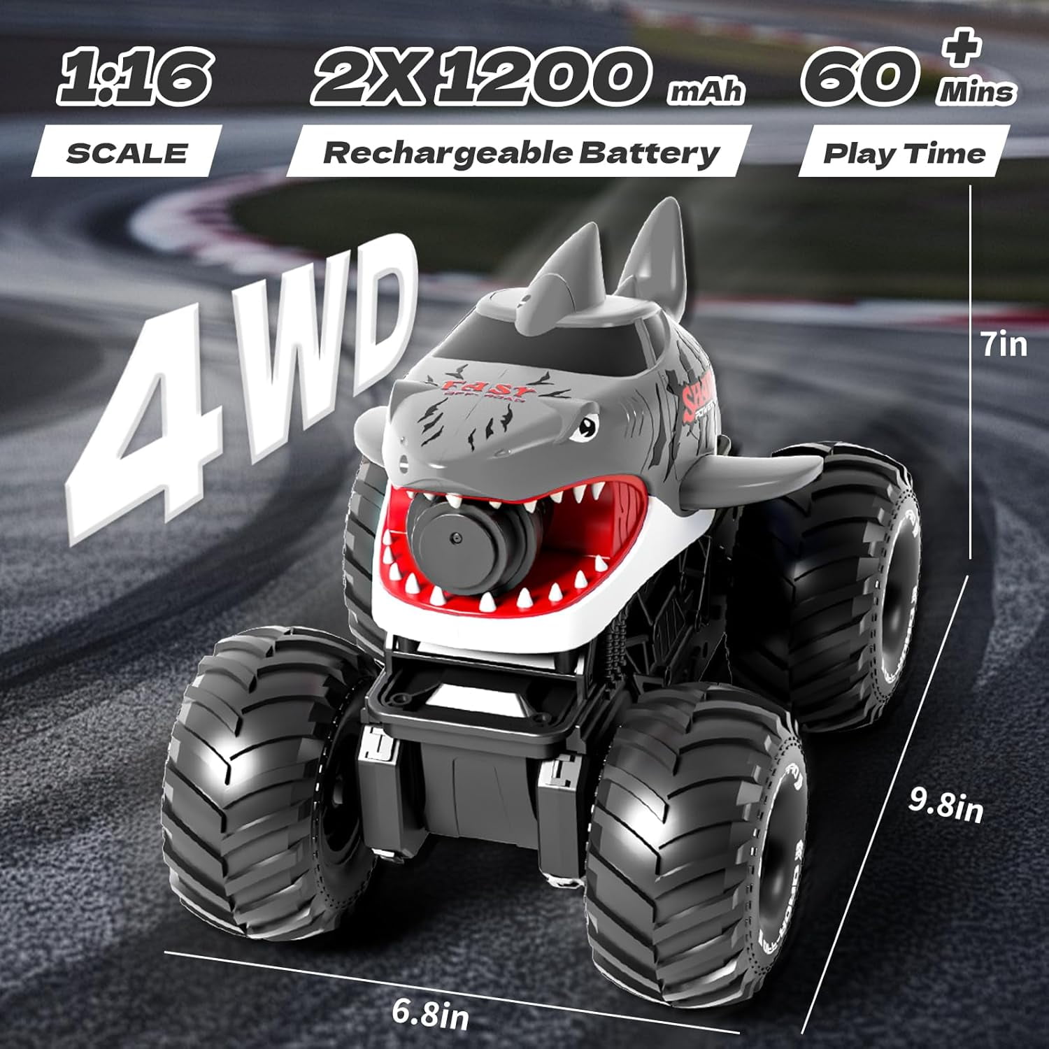 Adofi Amphibious Remote Control Car, 4WD All-Terrain Off-Road Water Toys, 2.4GHz Shooting Waterproof RC Monster Truck, Toys for Boys 3 6 Years - Gray - Image 8