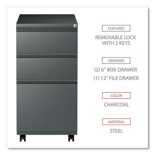 Alera 3 Drawers Vertical Lockable Filing Cabinet, Charcoal - Image 4