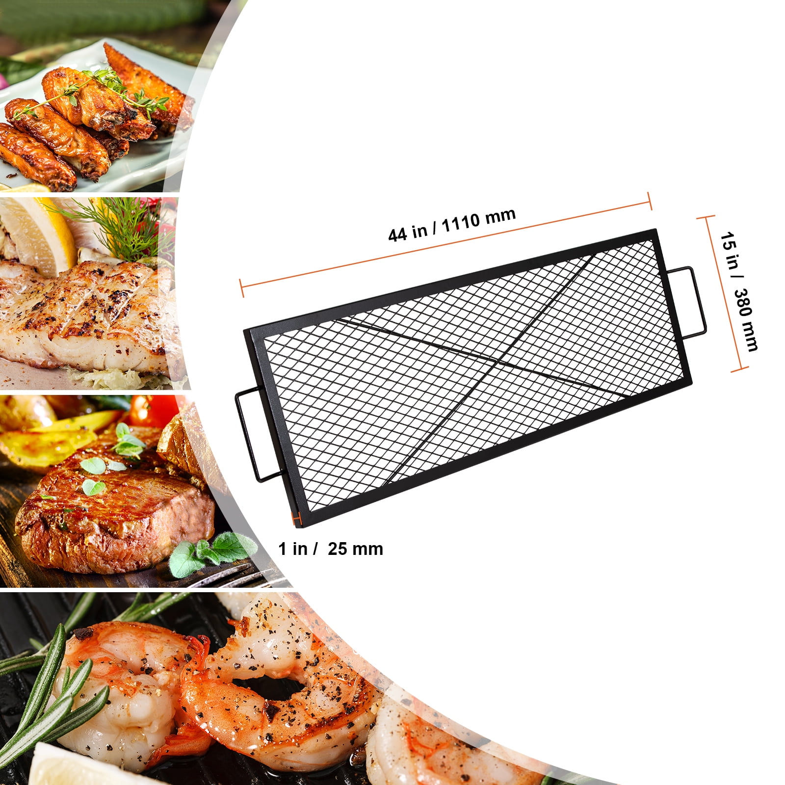 KFFKFF 44" Rectangle Cooking Grate X-Marks Heavy-Duty Steel Fire Pit Grill Grate - Image 4