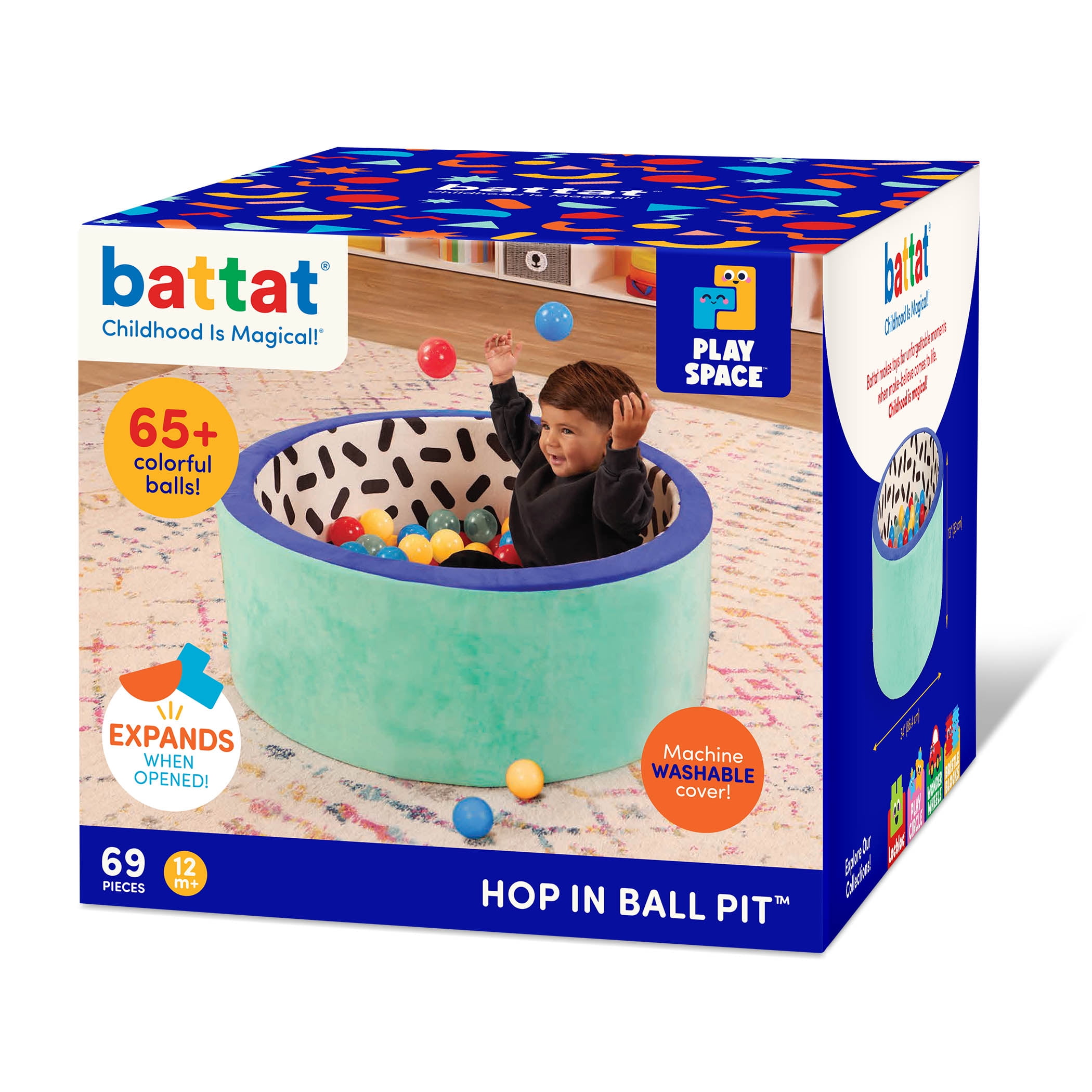 Battat Hop in Foam Ball Pit with 65+ Balls and Washable Cover, Toddler and Indoor Preschool Toys - Image 3