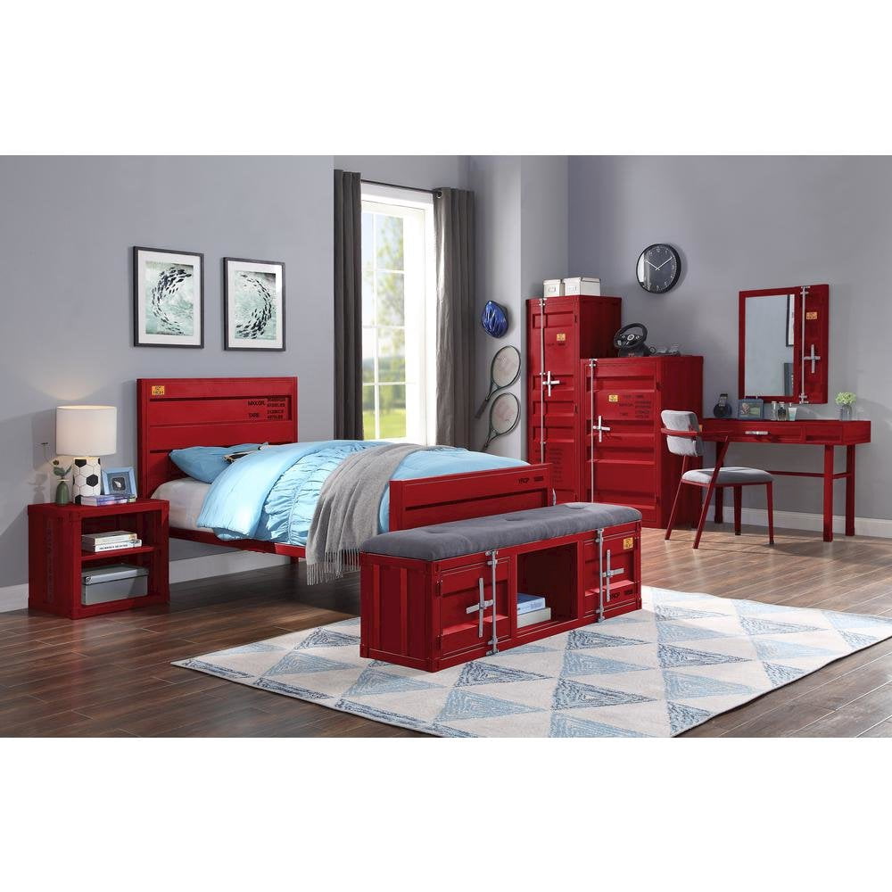Acme Cargo Container Style Metal Twin Panel Bed in Red - Image 4