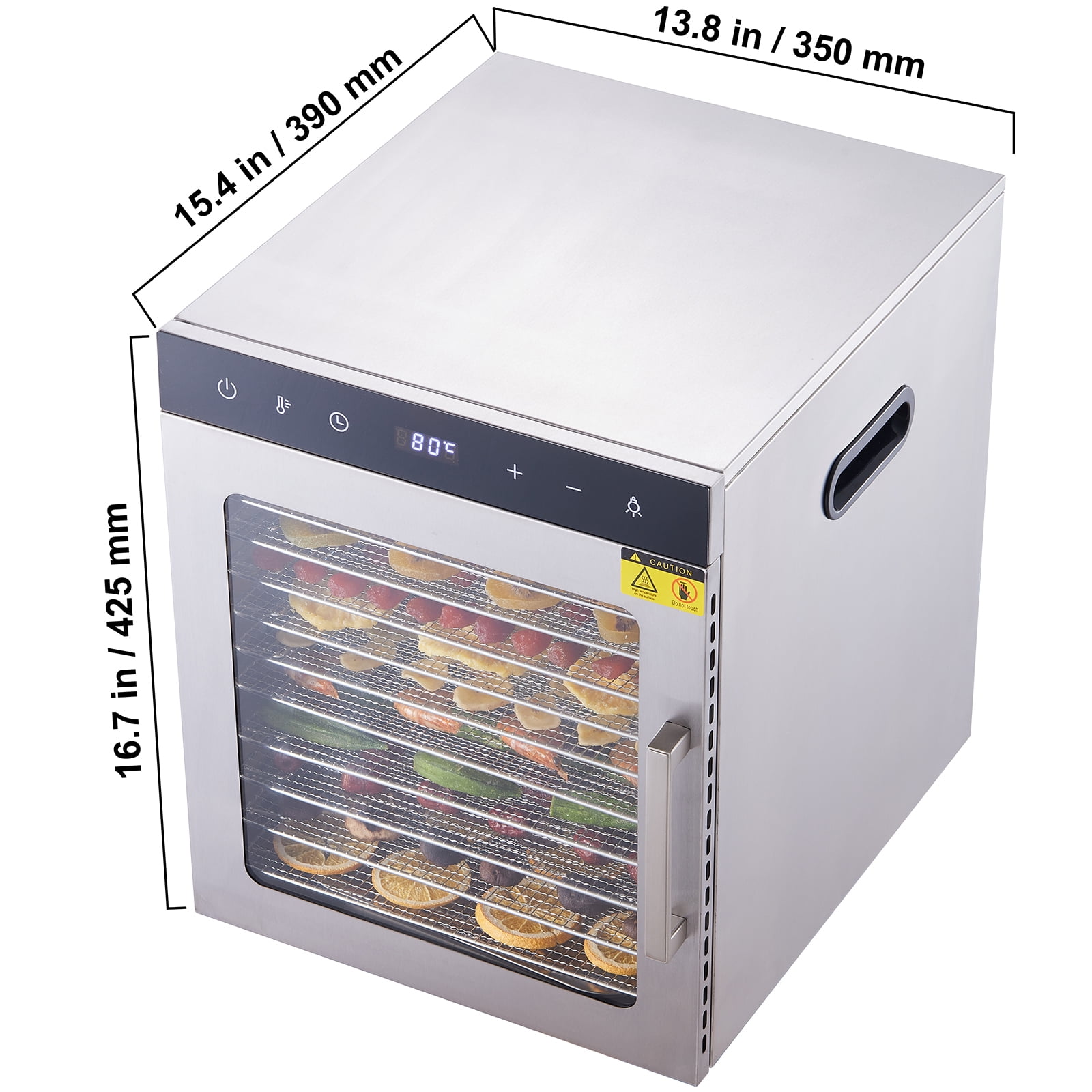 KFFKFF 10 Tray Food Dehydrator Machine, Made of Stainless Steel, 800W Power, Ideal for Drying Jerky and Fruits - Image 5