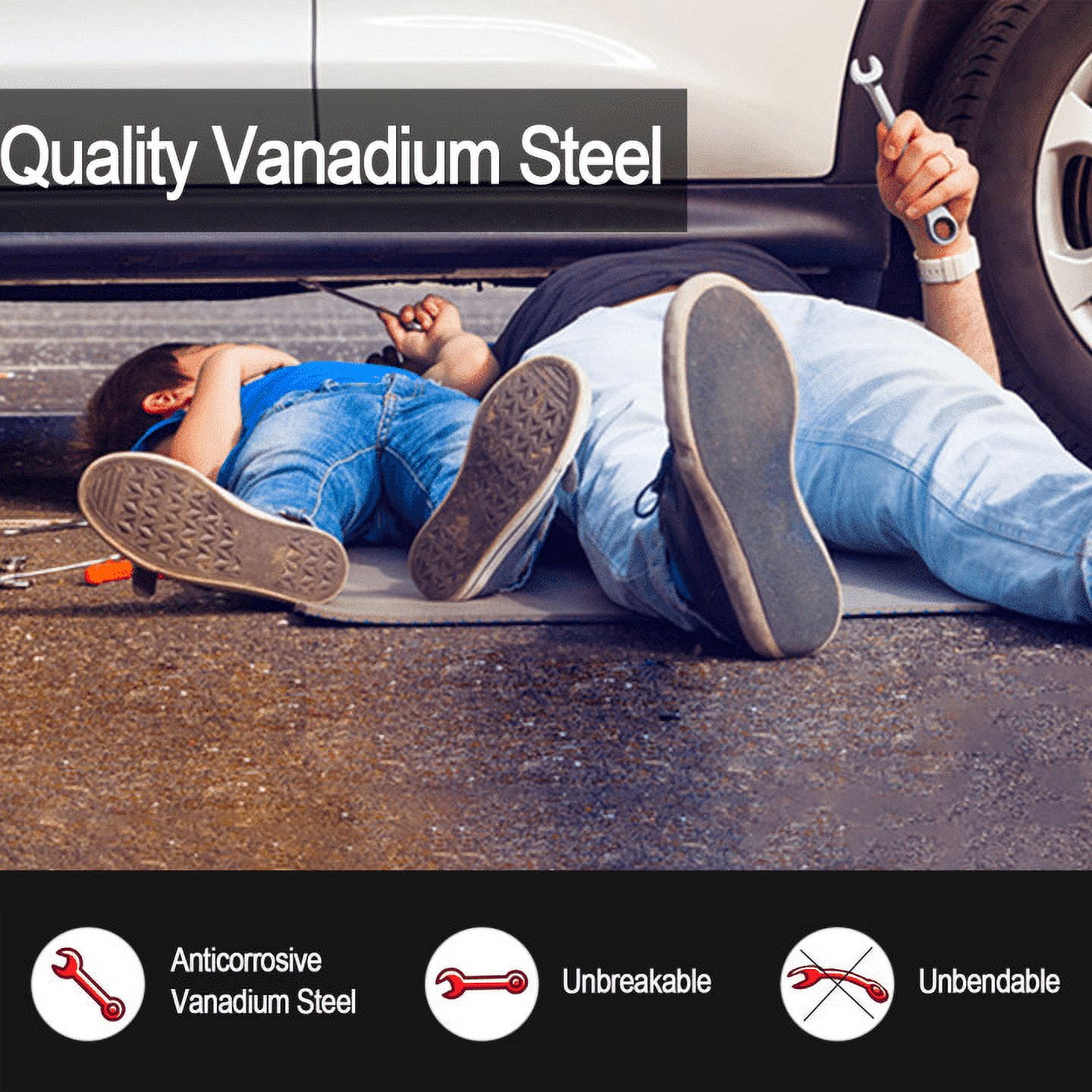 AIRAJ Ratcheting Wrench Set, 22-Piece Combination Wrench Set, SAE 1/4" to 3/4" & Metric 6-18mm, 72 Teeth - Image 6