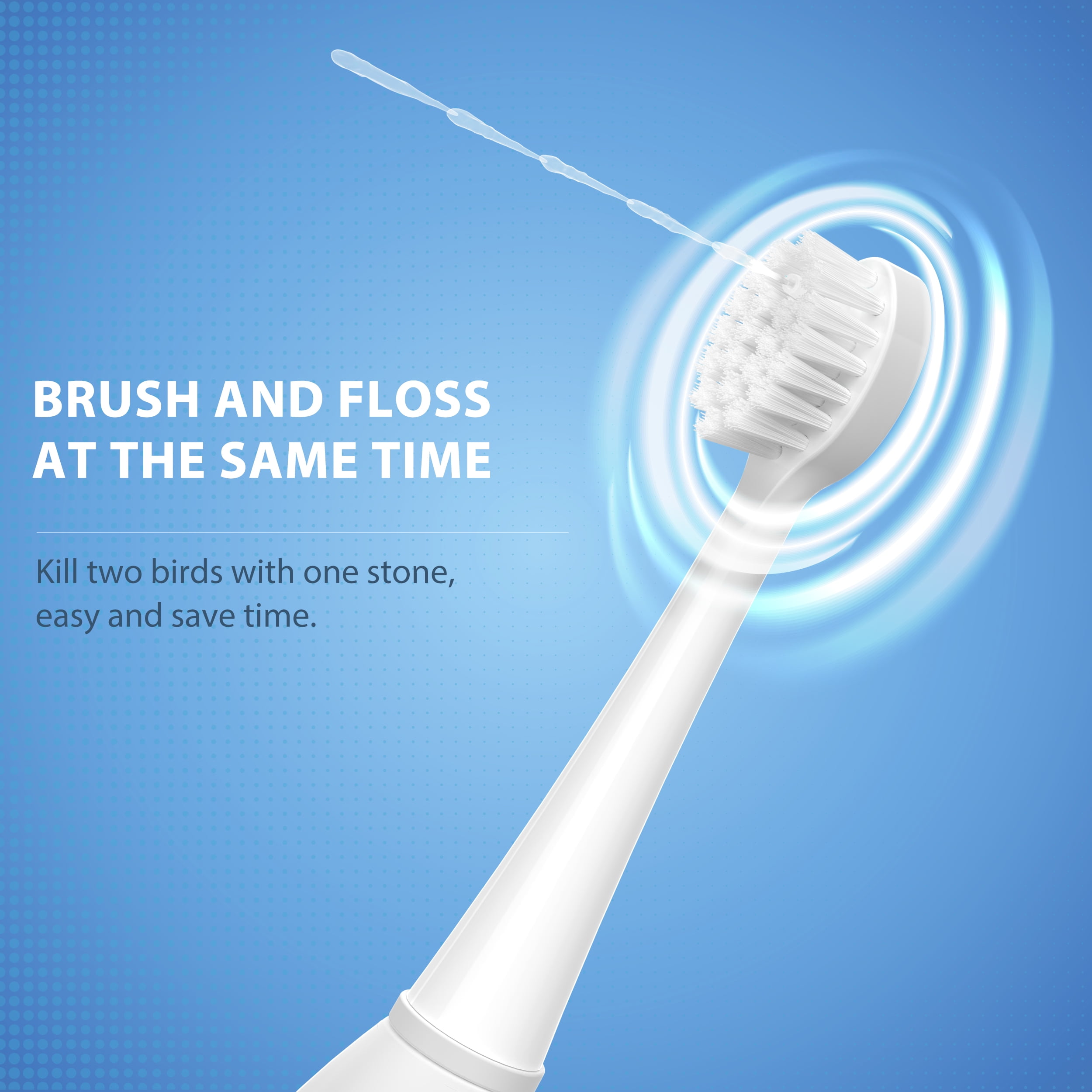 Electric Toothbrush with Water Flosser Combo - Professional USB Rechargeable Flossing Toothbrush - 3 Modes & 5 Pulse & 500ml/16.9oz Capacity - Brush and Floss at The Same time - Image 5