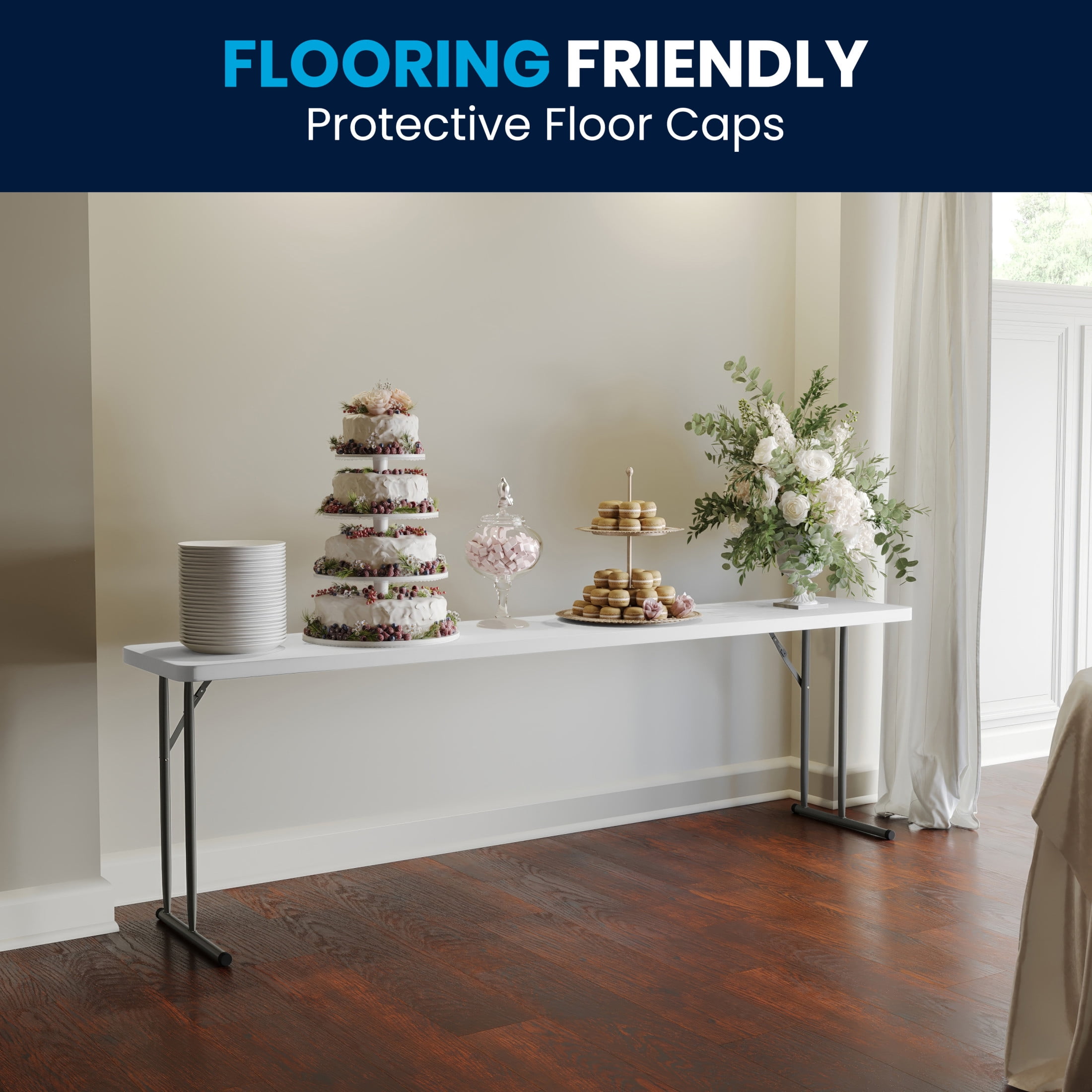 Flash Furniture 8' Rectangular Plastic Folding Training and Event Table, Black - Image 4