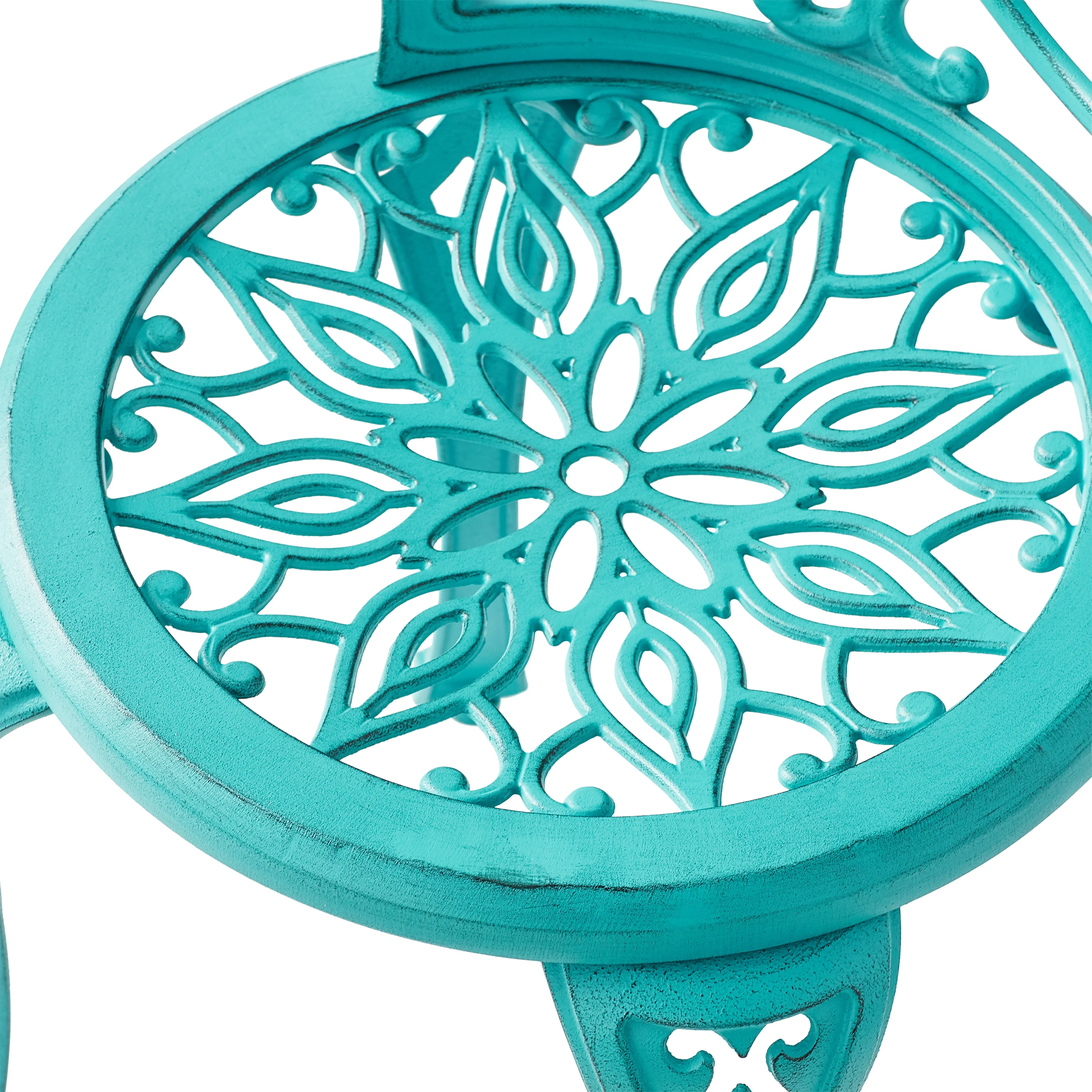 The Pioneer Woman Goldie 3-Piece Cast Aluminum Garden Bistro Set, Teal - Image 4