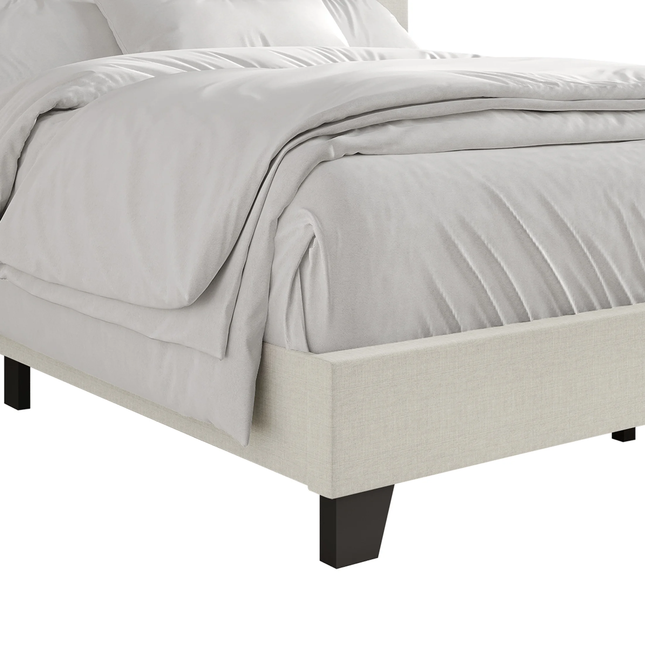 Castle Place Elegant Button Tufted Linen Upholstered Twin Bed, Beige - Image 5