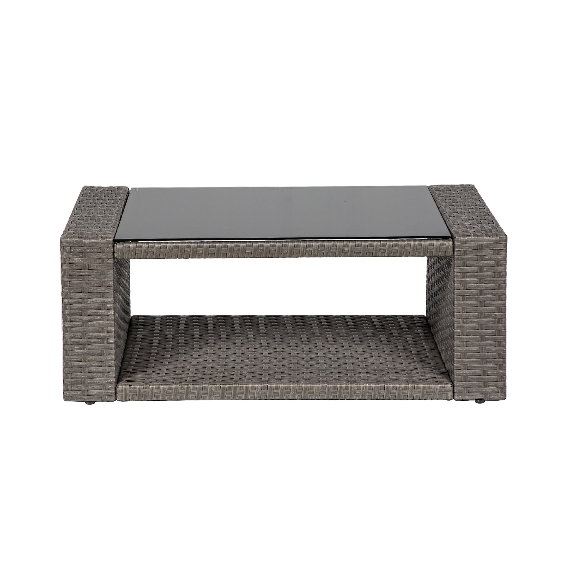 WestinTrends 4pc Outdoor Furniture Conversation Sofa Set with Loveseat, Cofee Table and Cushions, All Weather UV Resistant Rattan Wicker Patio Chairs, Gray/White - Image 5