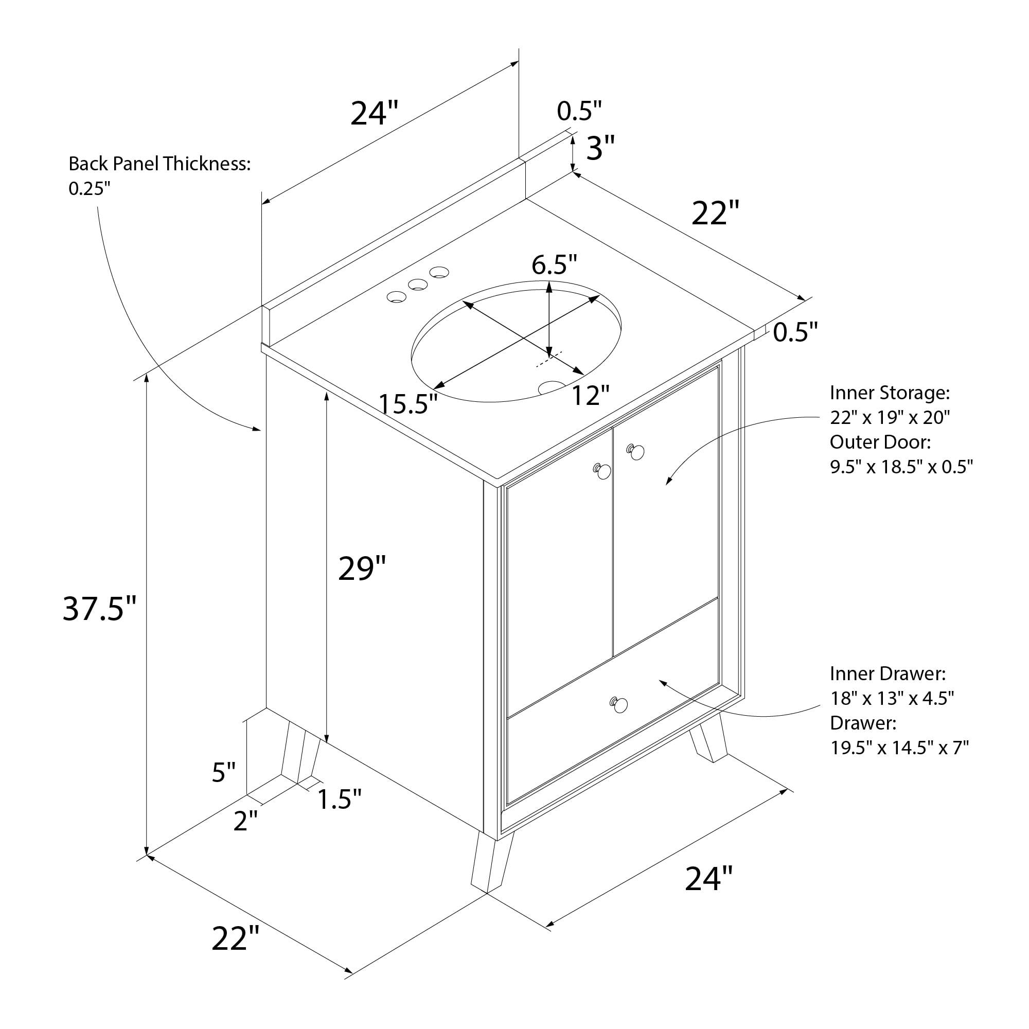 DHP Bleeker 24 Inch Bathroom Vanity, Gray - Image 2