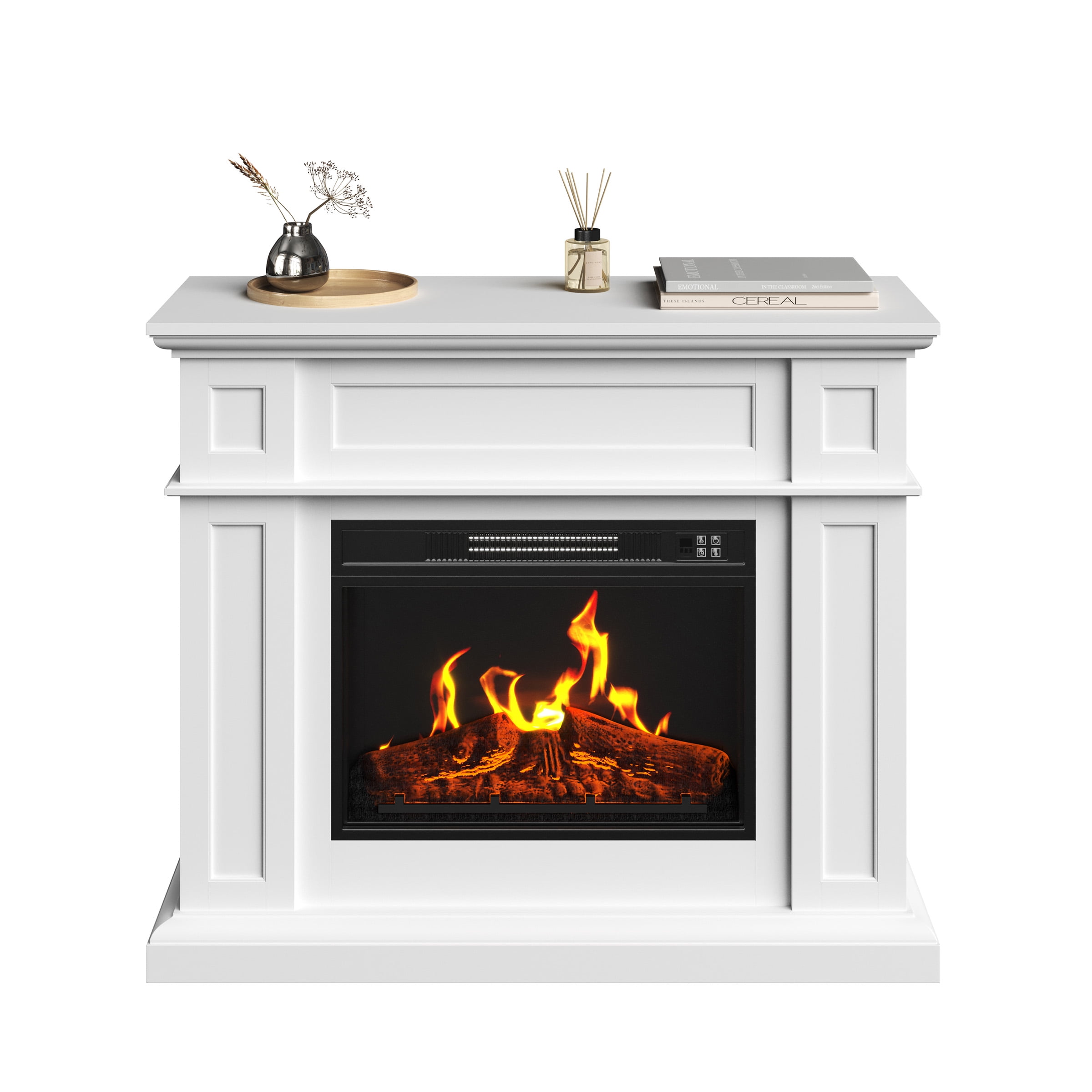 Northwest Corner TV Stand with Electric Fireplace Fits 55-Inch TVs (White) - Image 10