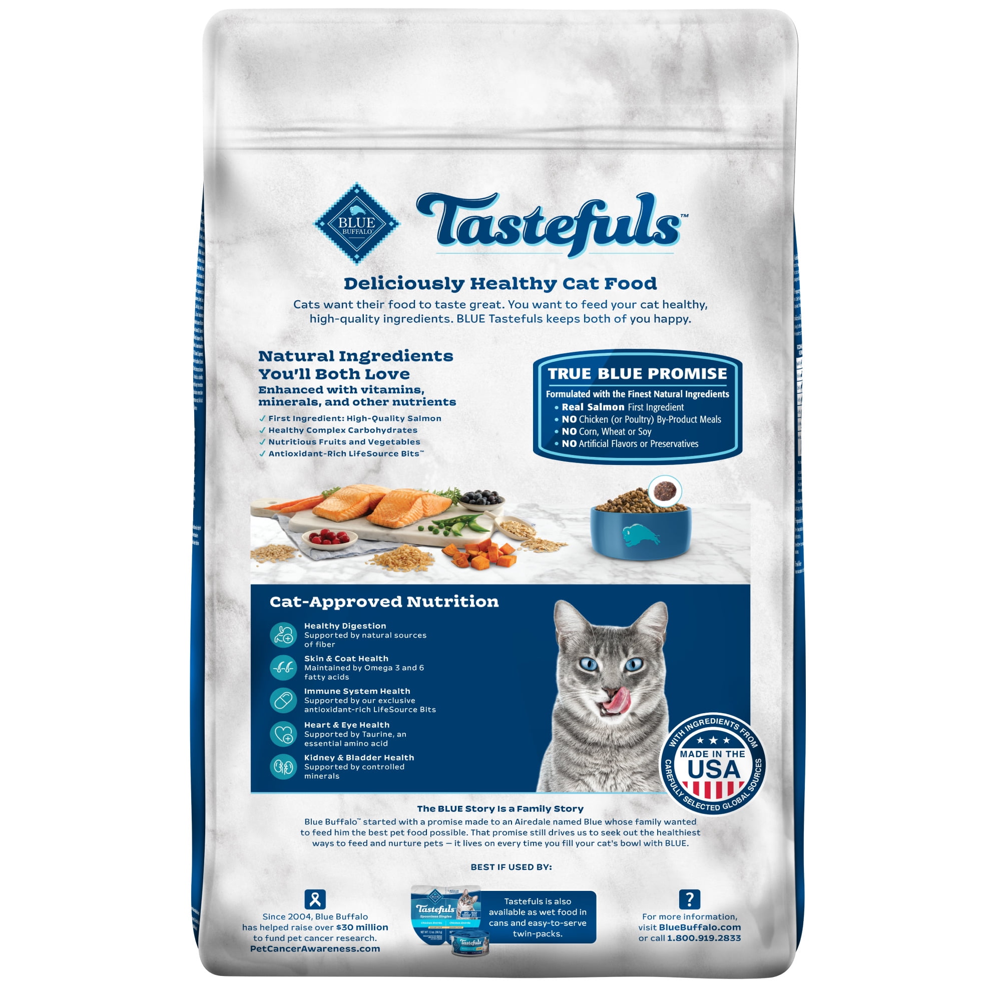 Blue Buffalo Tastefuls Dry Food, Adult Indoor Cat, Salmon and Brown Rice, 15-lb. Bag - Image 2