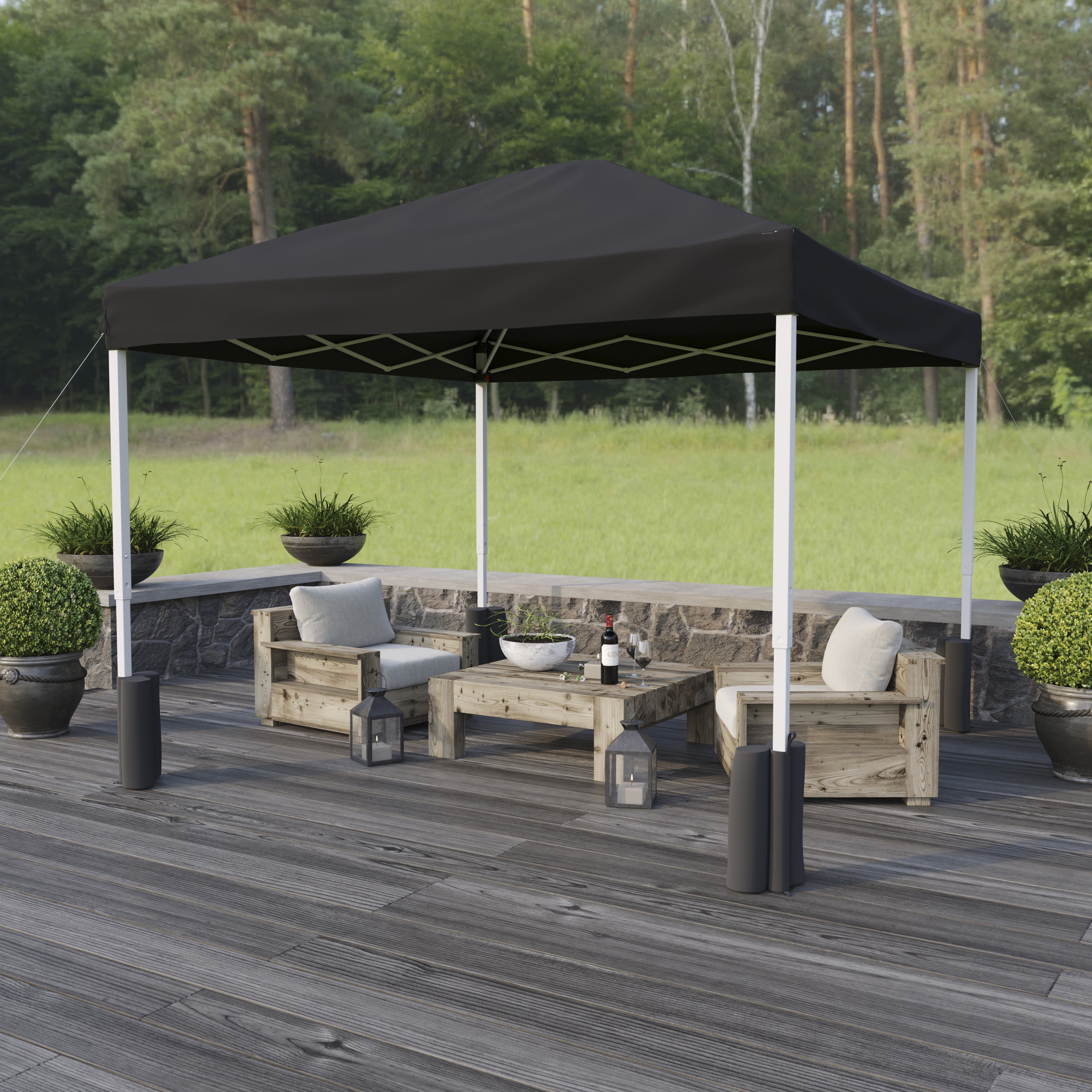 Flash Furniture Harris Collection 10' x 10' Black Pop Up Canopy Tent with Sandbags - Image 4