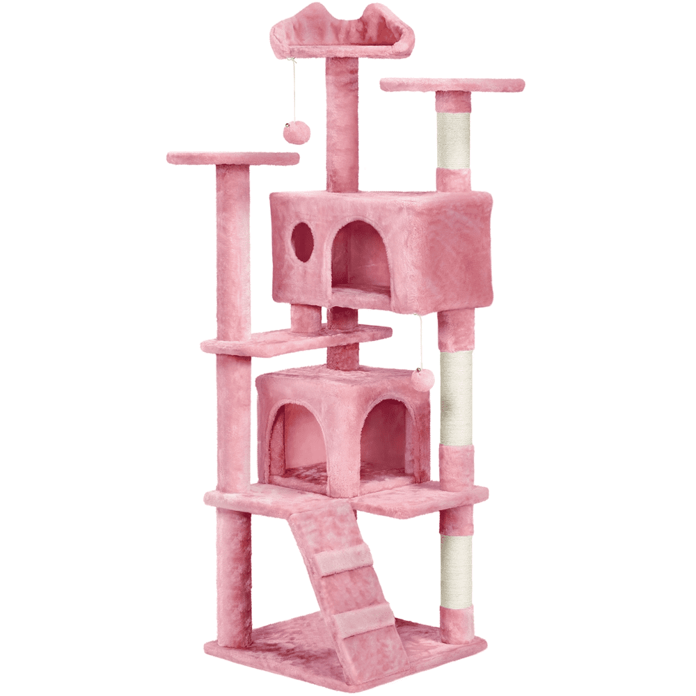 Renwick 62.5'' H Multilevel Cat Tree w/ 2 Condos & 2 Fur Balls & 3 Scratching Posts, Pink - Image 9