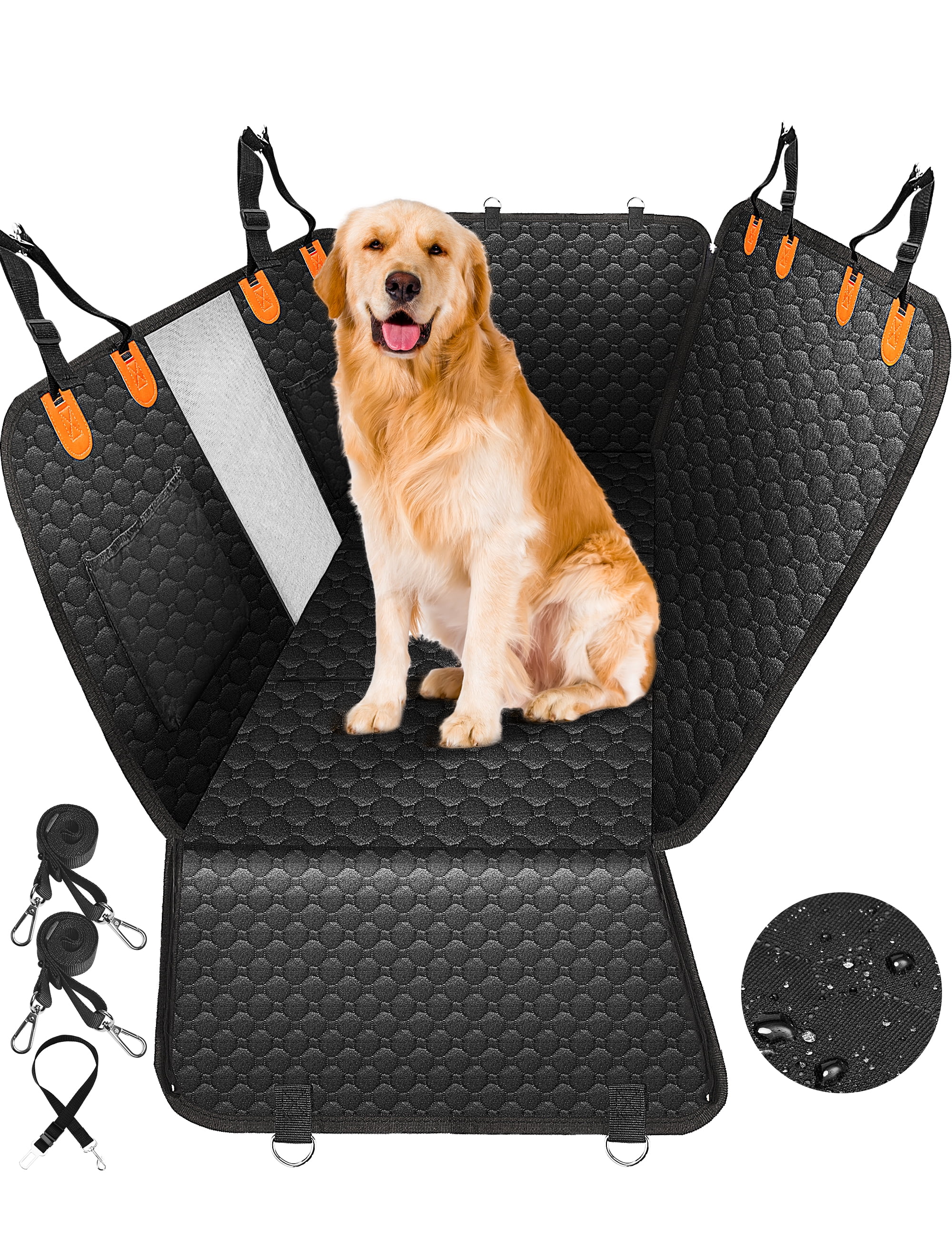Dog Hammock for Car with Hard Bottom,52* 25“ Dog Car Seat Cover for Back Seat Waterproof for Cars/SUV, Black - Image 5
