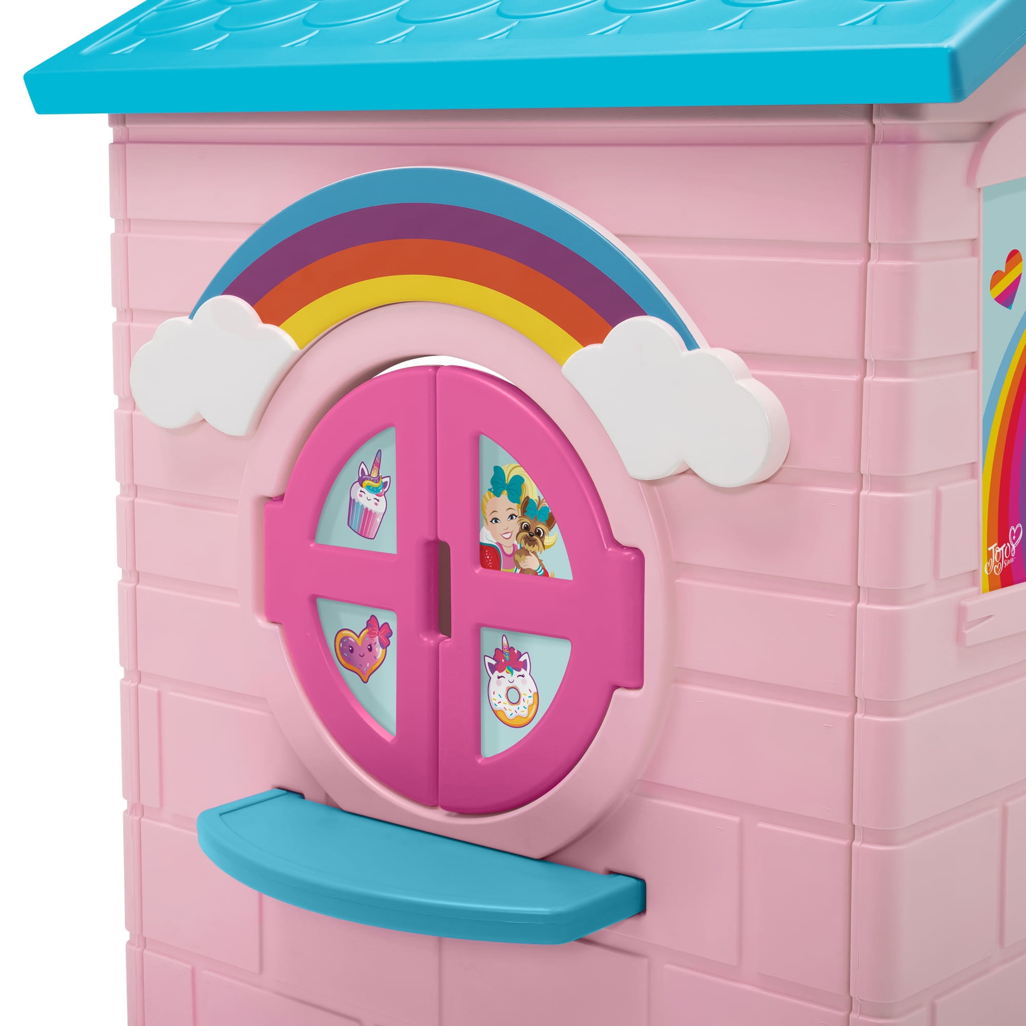 Delta Children Rainbow & Unicorn Plastic Indoor/Outdoor Playhouse with Easy Assembly, Pink - Image 7