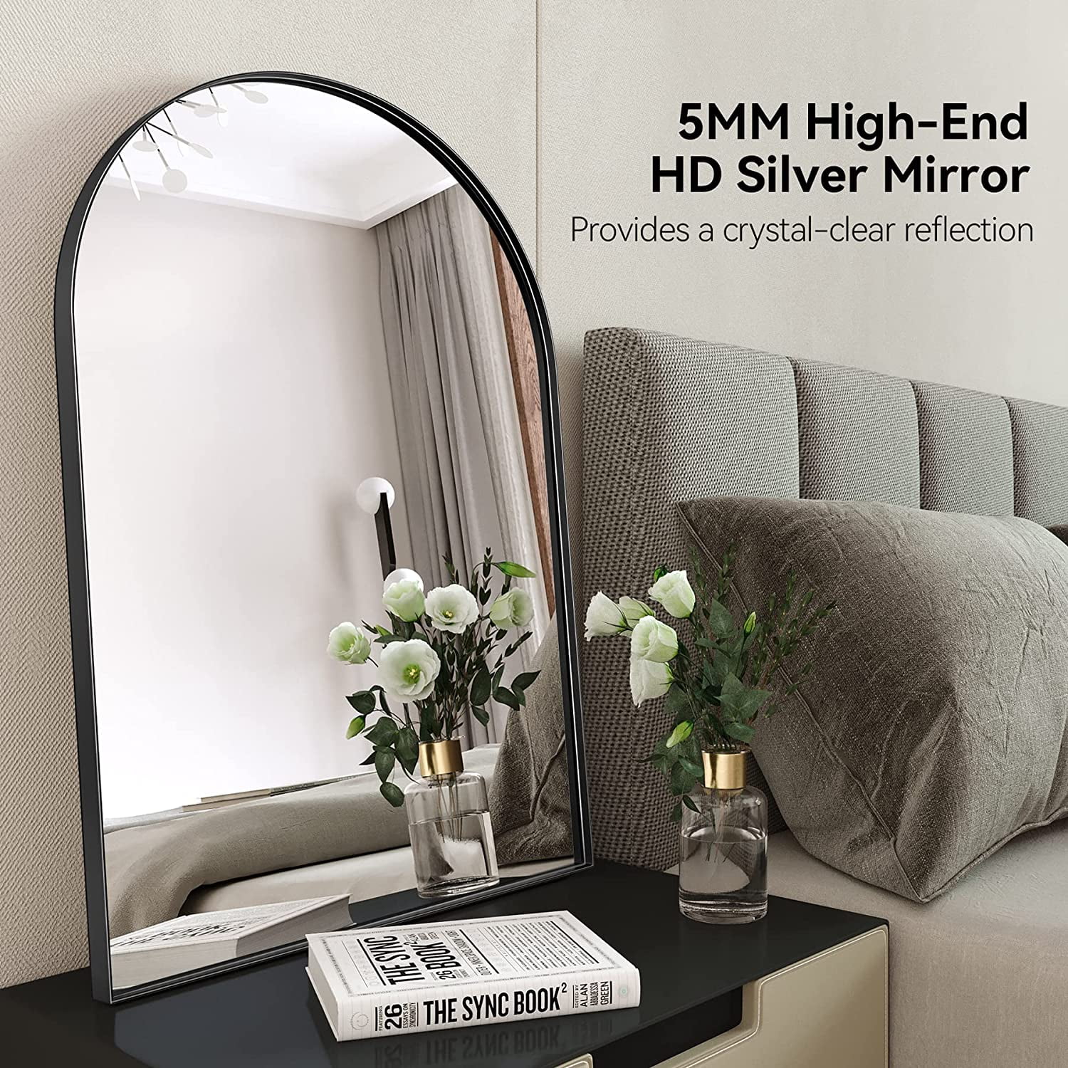 24x36 Inch Oval Pill-Shape Wall Mirror with Black Metal Frame for Bathroom, Bedroom, Living Room - Image 9
