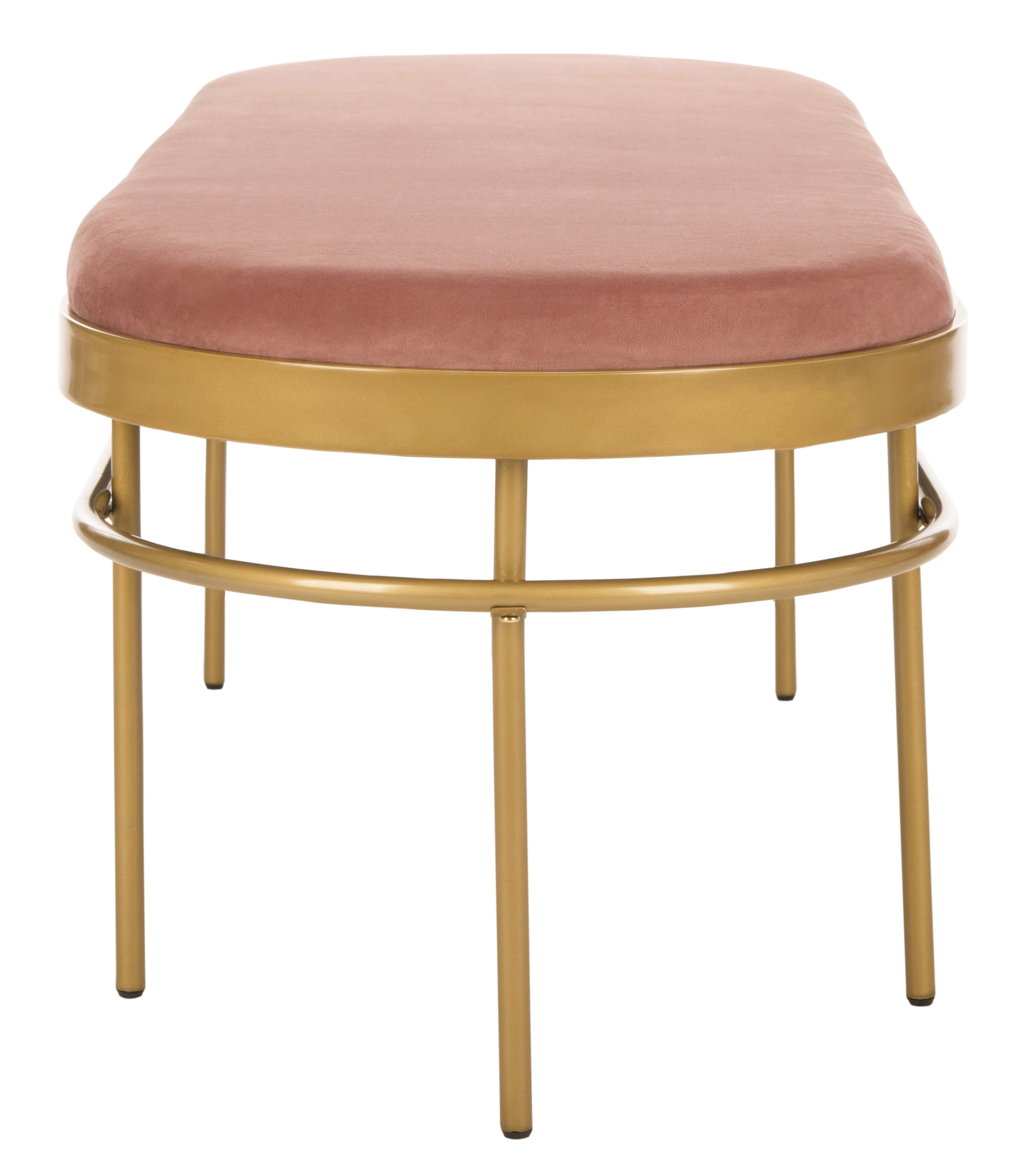 SAFAVIEH Sylva Modern Glam Oval Upholstered Bench, Dusty Rose/Gold - Image 6