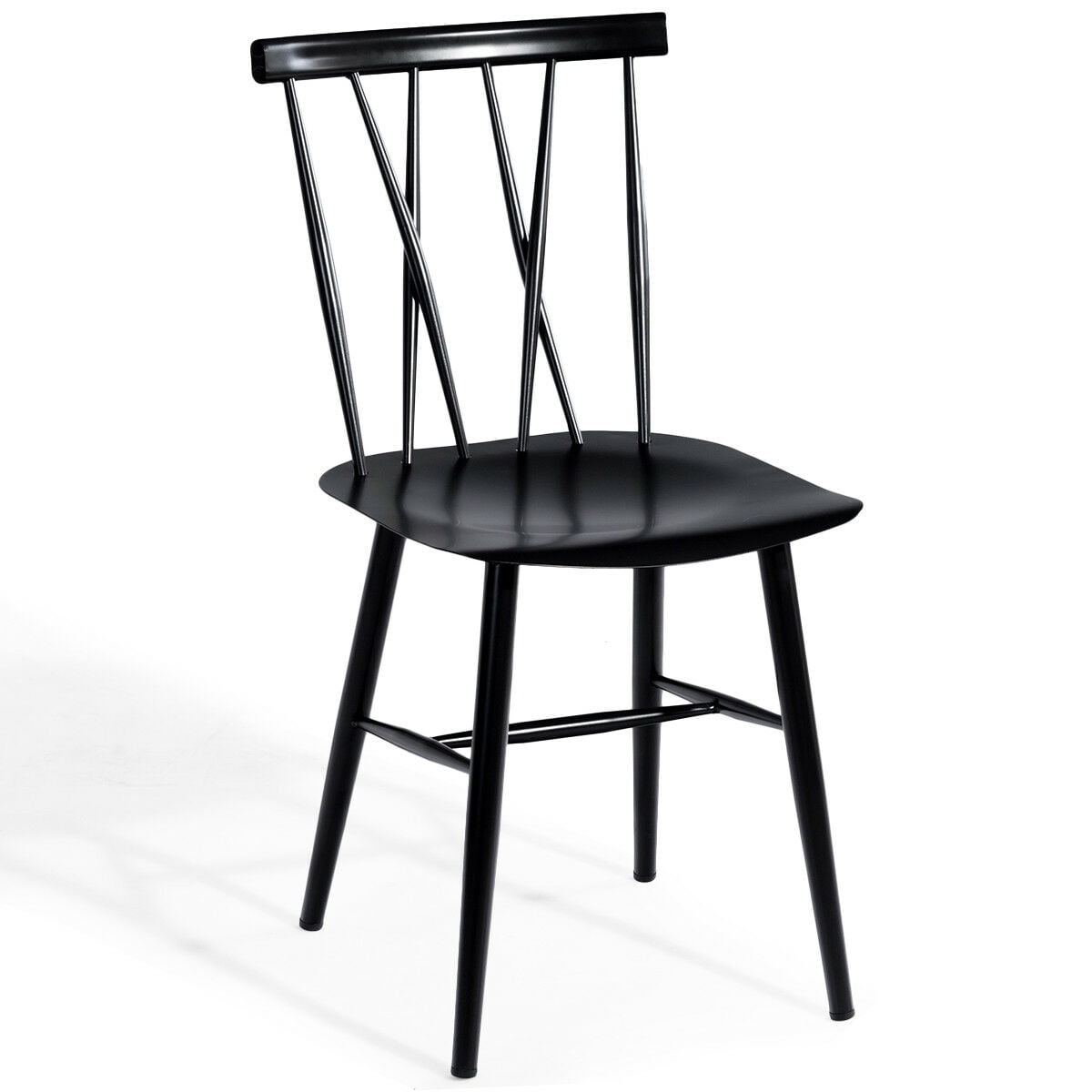 Costway Set of 2 Dining Side Chairs Chairs Armless Cross Back Kitchen Bistro Caf - Image 3