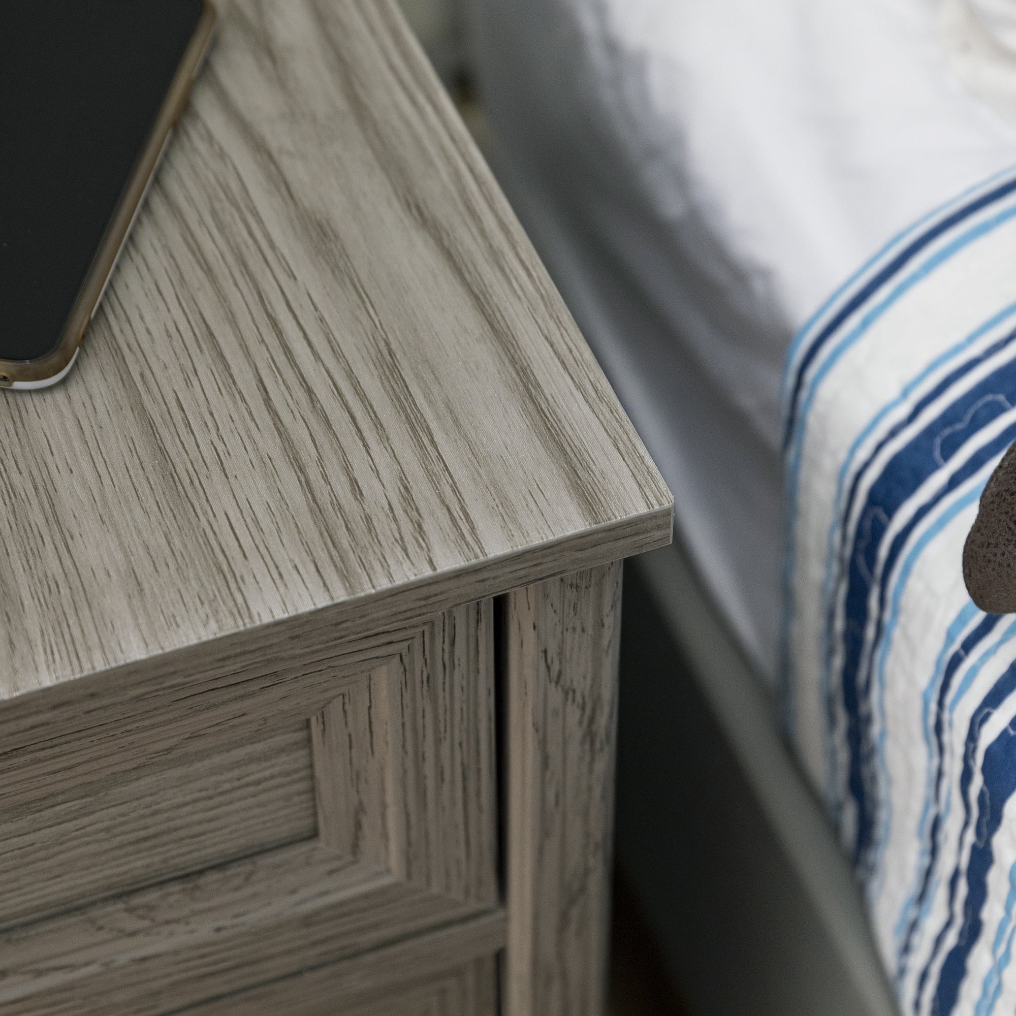 Set of 2 Classic Grooved 1 Door and Drawer Slate Grey Nightstands by Manor Park - Image 4