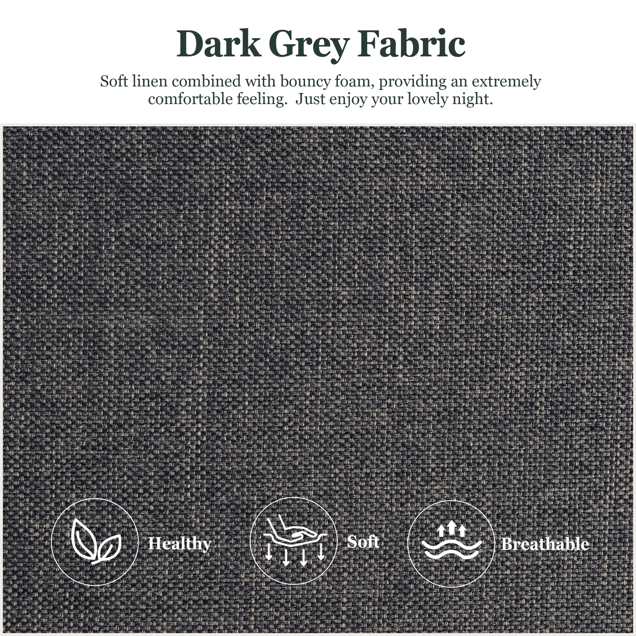 Amolife Queen Size Upholstered Platform Bed Frame with 3 Storage Drawers, Dark Grey - Image 6