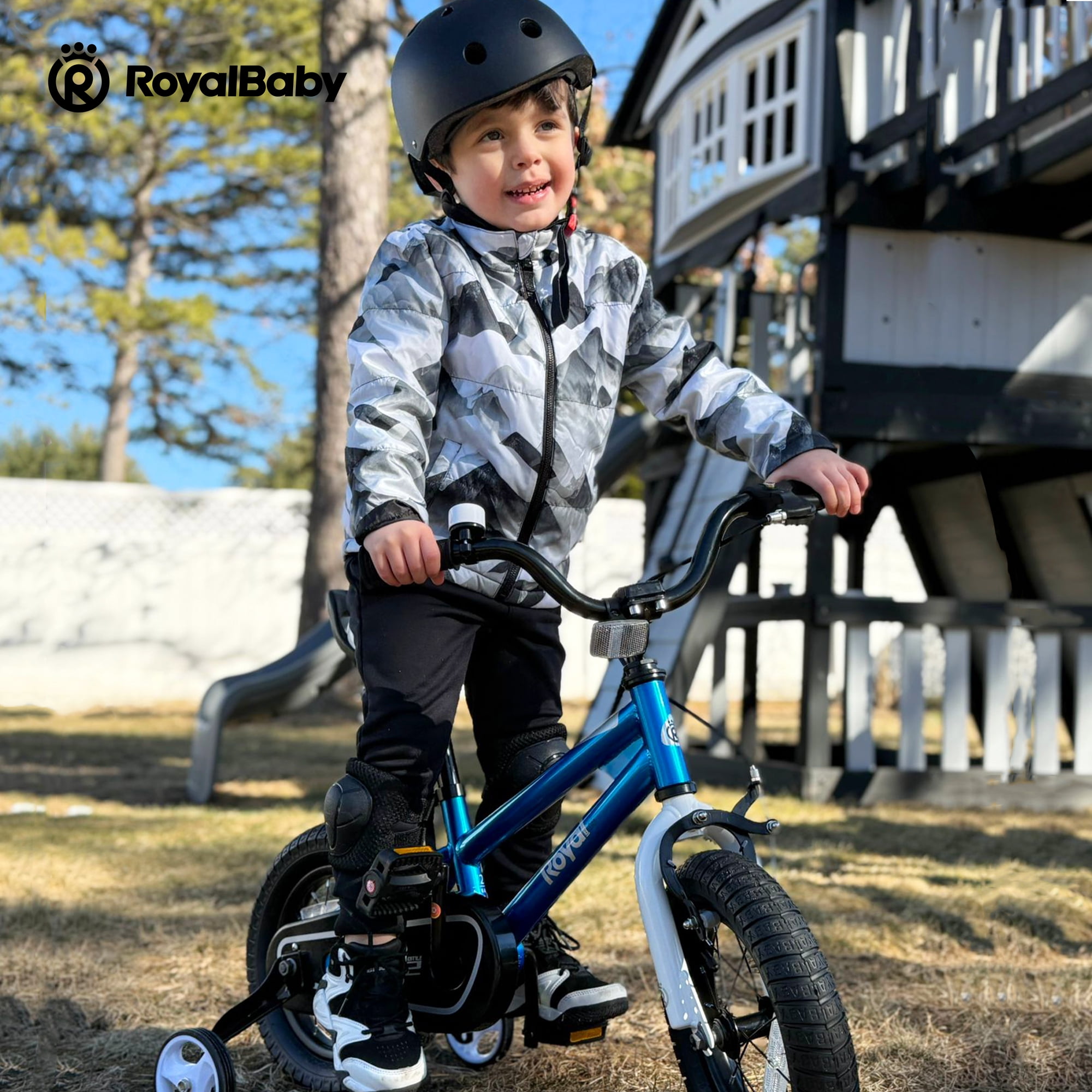 Royalbaby Boys Girls Kids Bike 14 In BMX Freestyle Blue 2 Hand Brakes Bicycles with Training Wheels Child Bicycle - Image 9