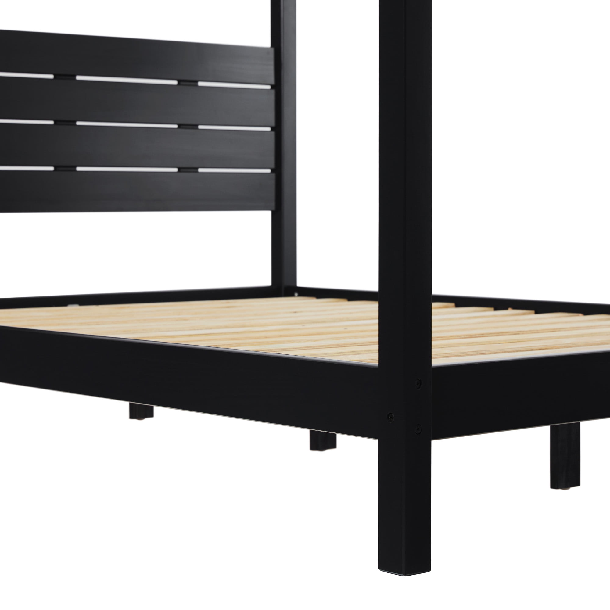 Walker Edison Minimalist Solid Wood Canopy Full Bed, Black - Image 5