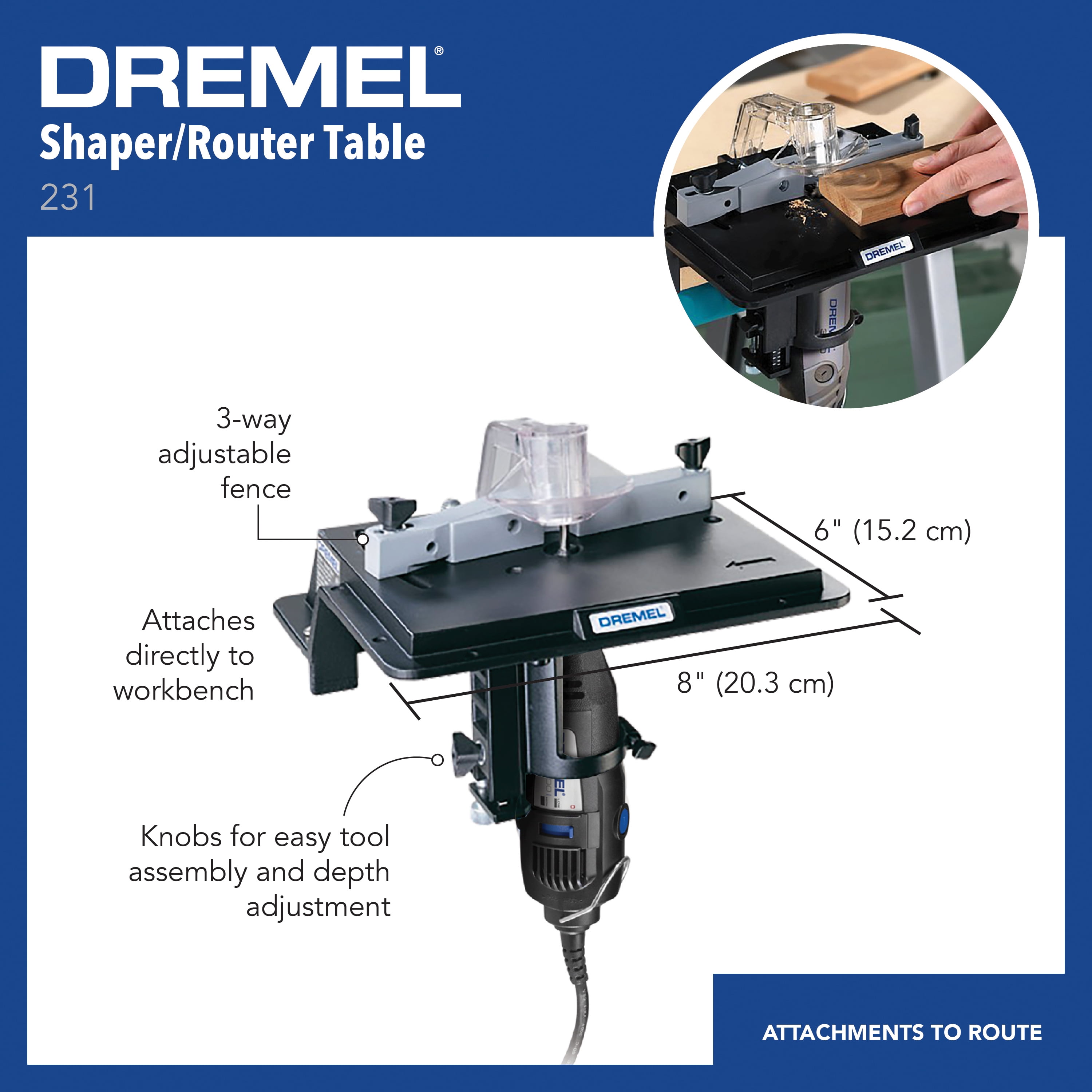 Dremel 231 Rotary Tool Shaper/Router Table to Sand, Edge, Groove, and Slot Wood - Image 2