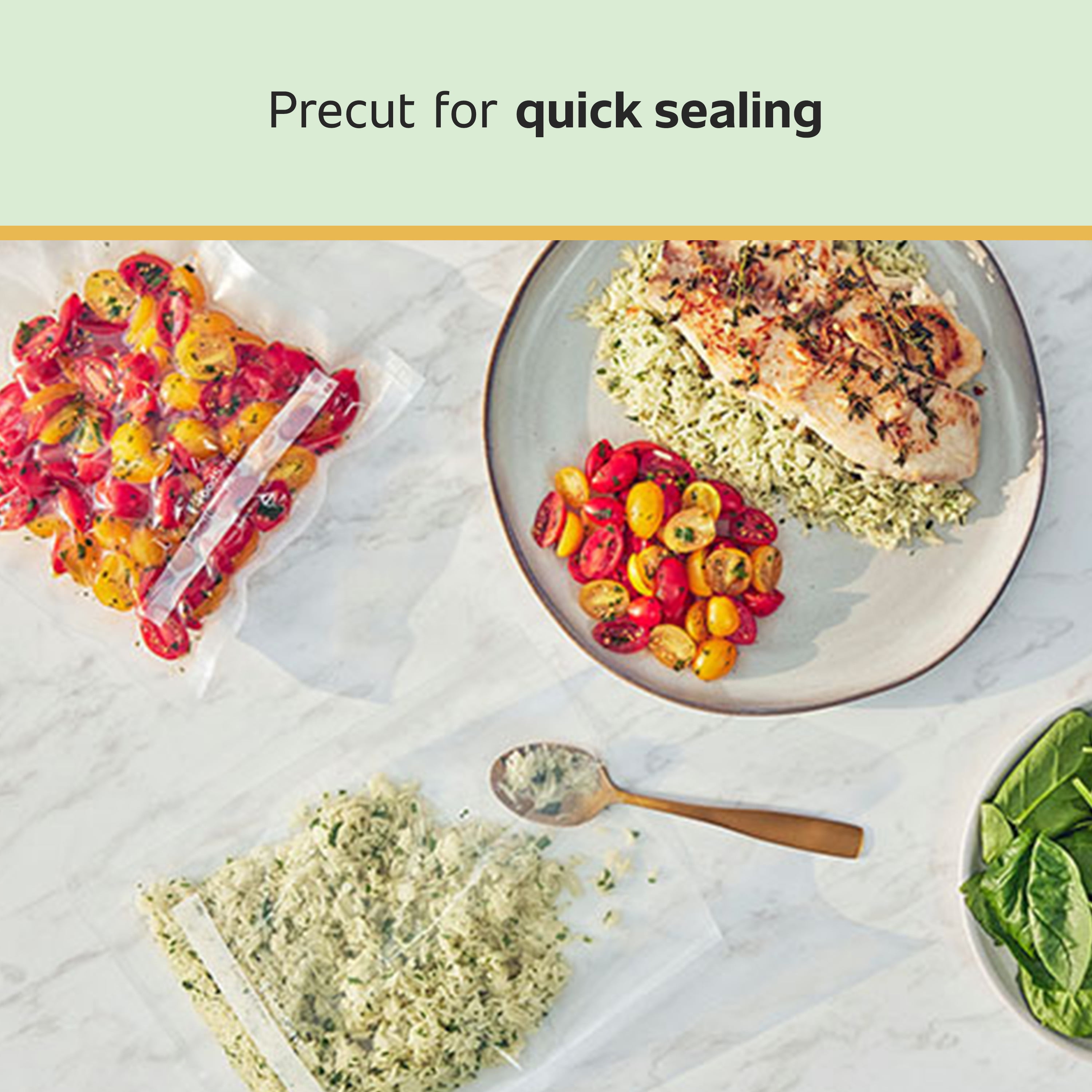 FoodSaver 2-in-1 Vacuum Sealer Machine Starter Kit with (60) Pre-Cut Bags, Professional Food Sealer With Built-In Handheld, Heavy Duty Construction, Complete Starter System for Bulk Food Storage & Freezer Meals - Image 8