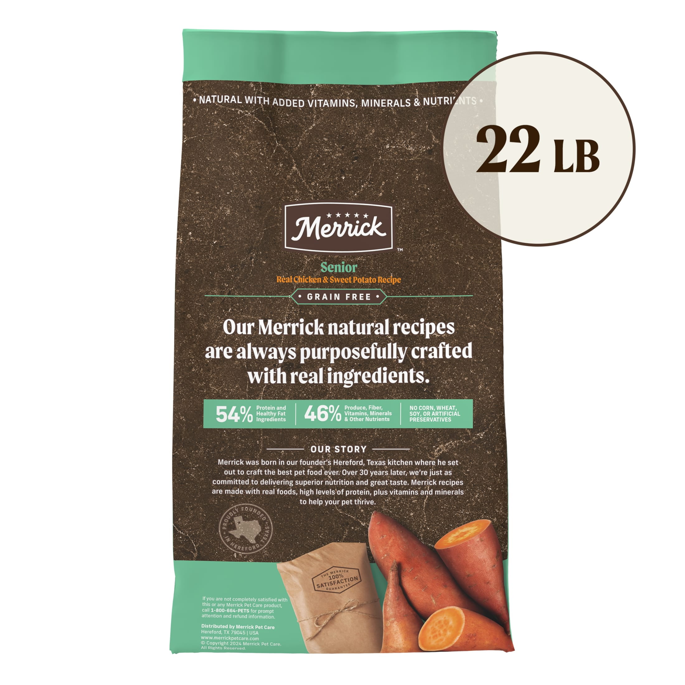 Merrick Grain-Free Dry Dog Food for Seniors, High Protein Real Chicken & Sweet Potato, 22 lb Bag - Image 3
