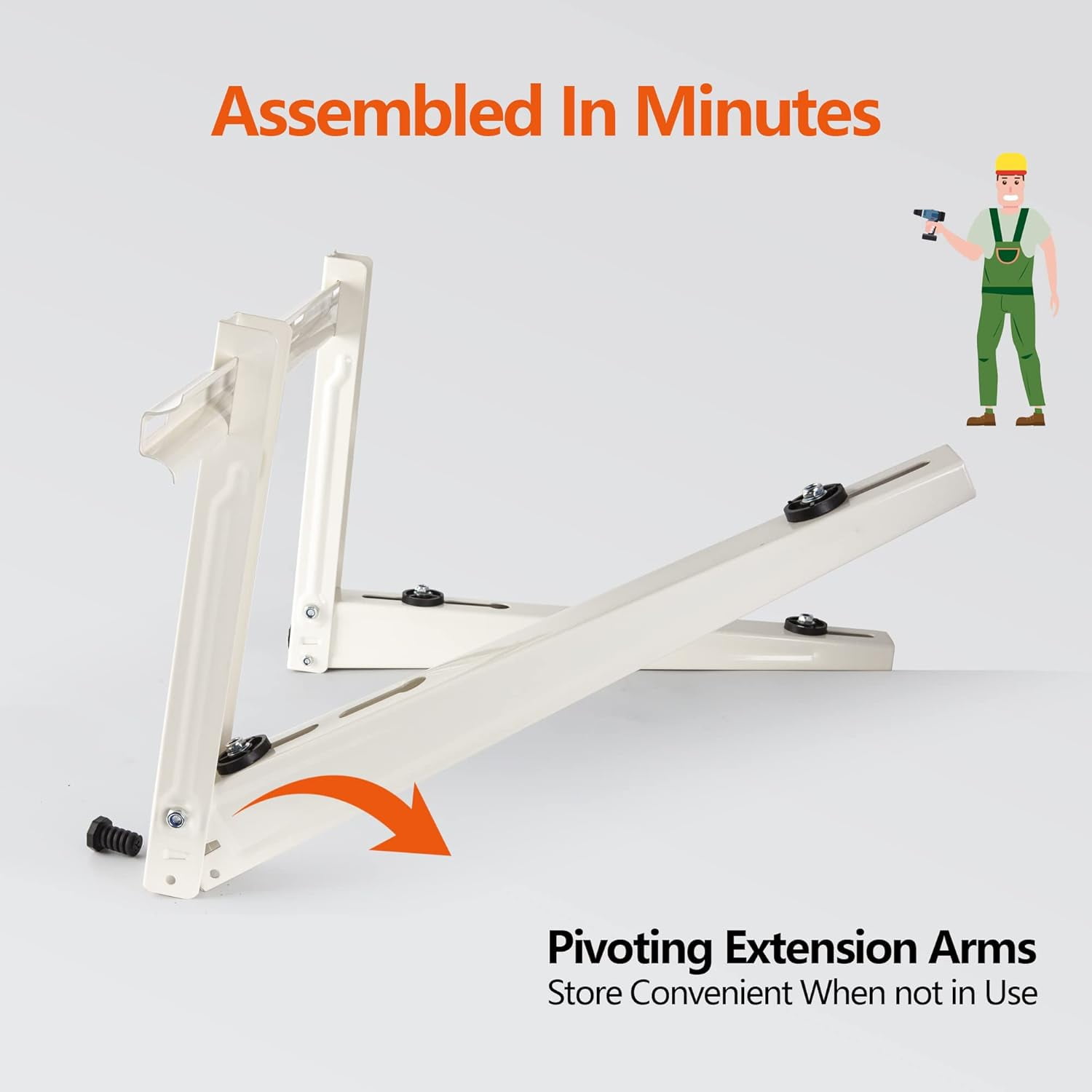 i-cool Sturdy Steel Solid Epoxy Heavy Duty, Foldable Wall Mounting Bracket Silver - Image 3