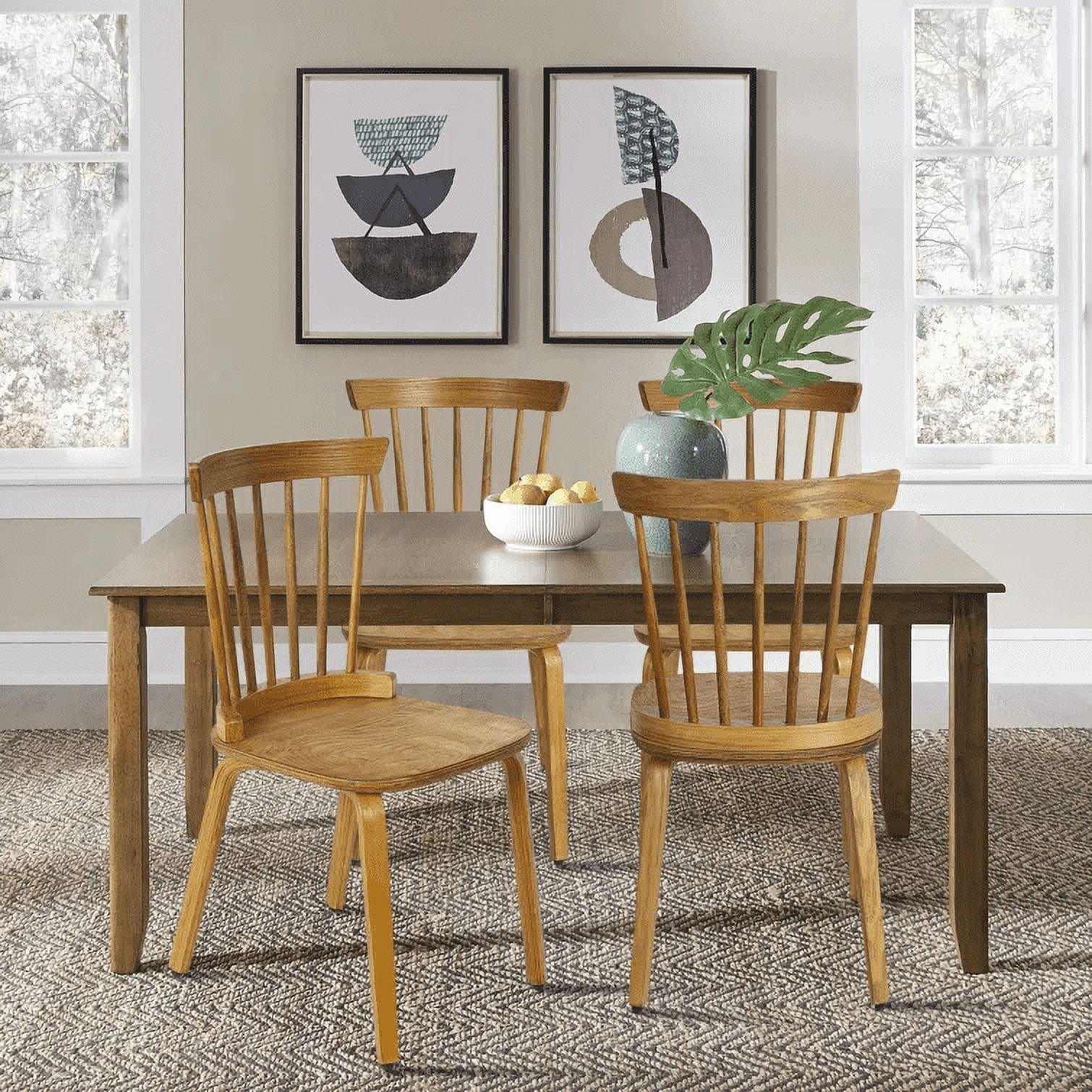 Dining Chairs Set of 2, Wood Dining Room Chairs Slat Back Kitchen Room Chair Windsor Chairs, Orange - Image 3